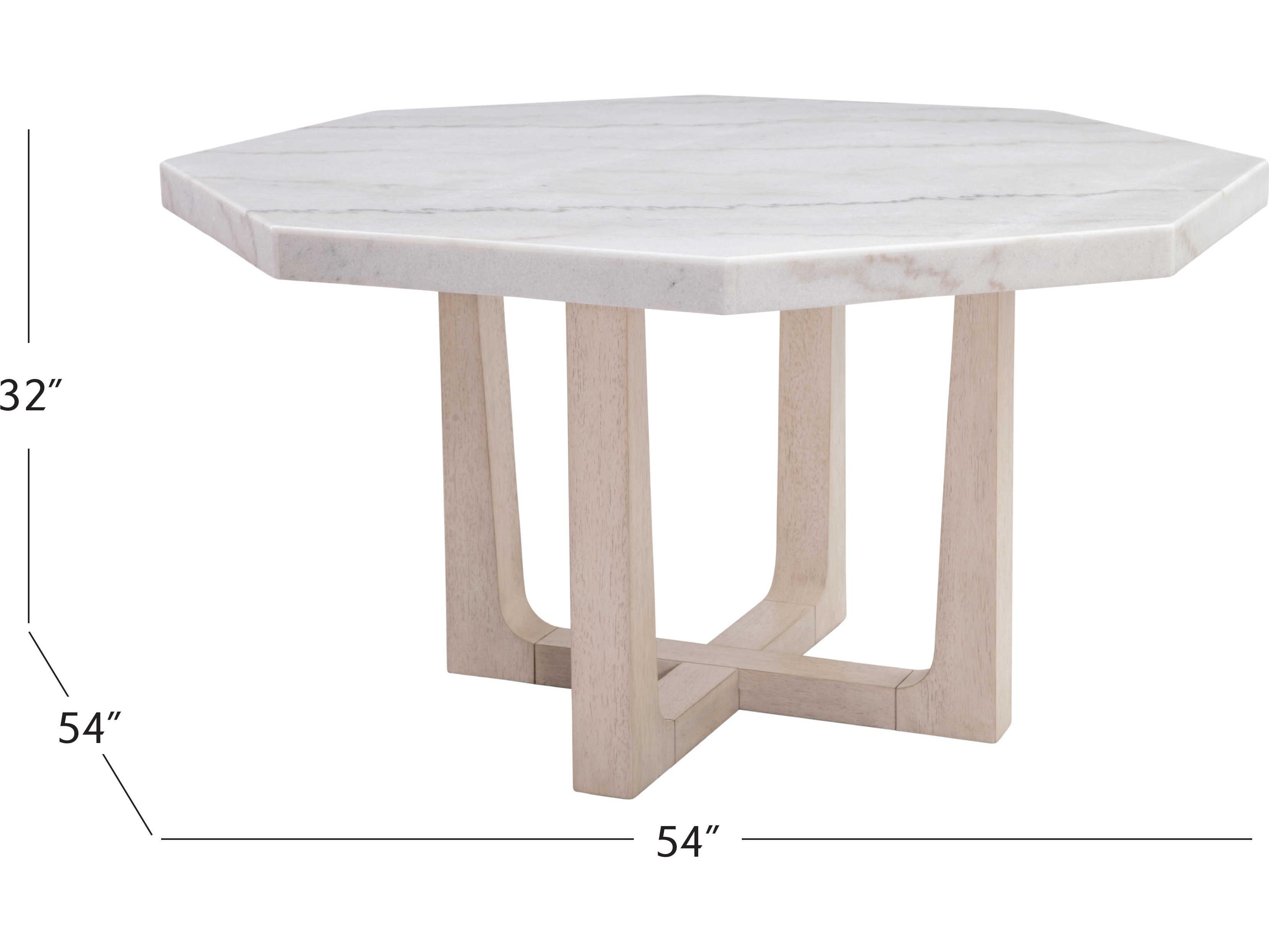 Bassett Mirror Newport Octagon Marble Sun Bleached Ash Dining Table