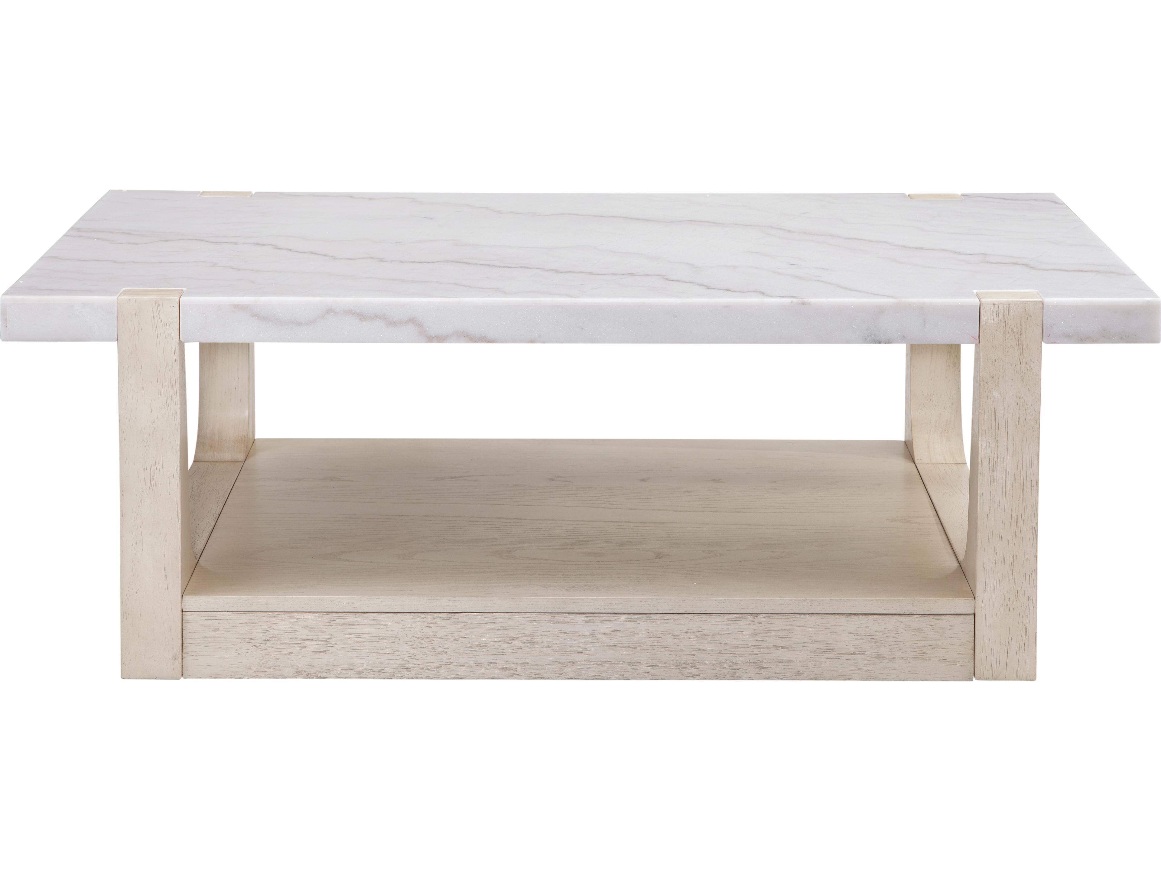 Bassett Mirror Newport Rectangular Marble Sunbleached Ash Cocktail Table