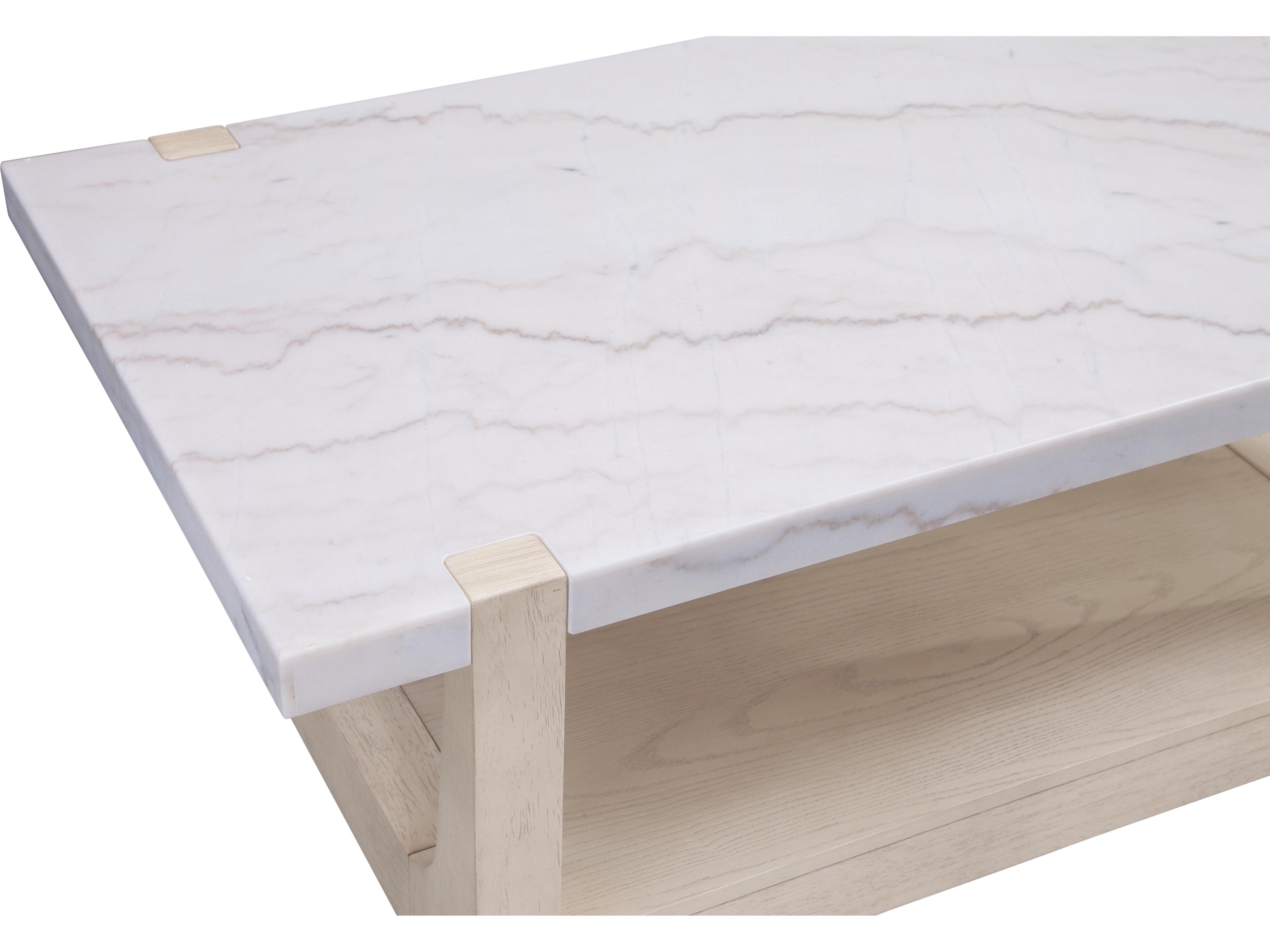 Bassett Mirror Newport Rectangular Marble Sunbleached Ash Cocktail Table