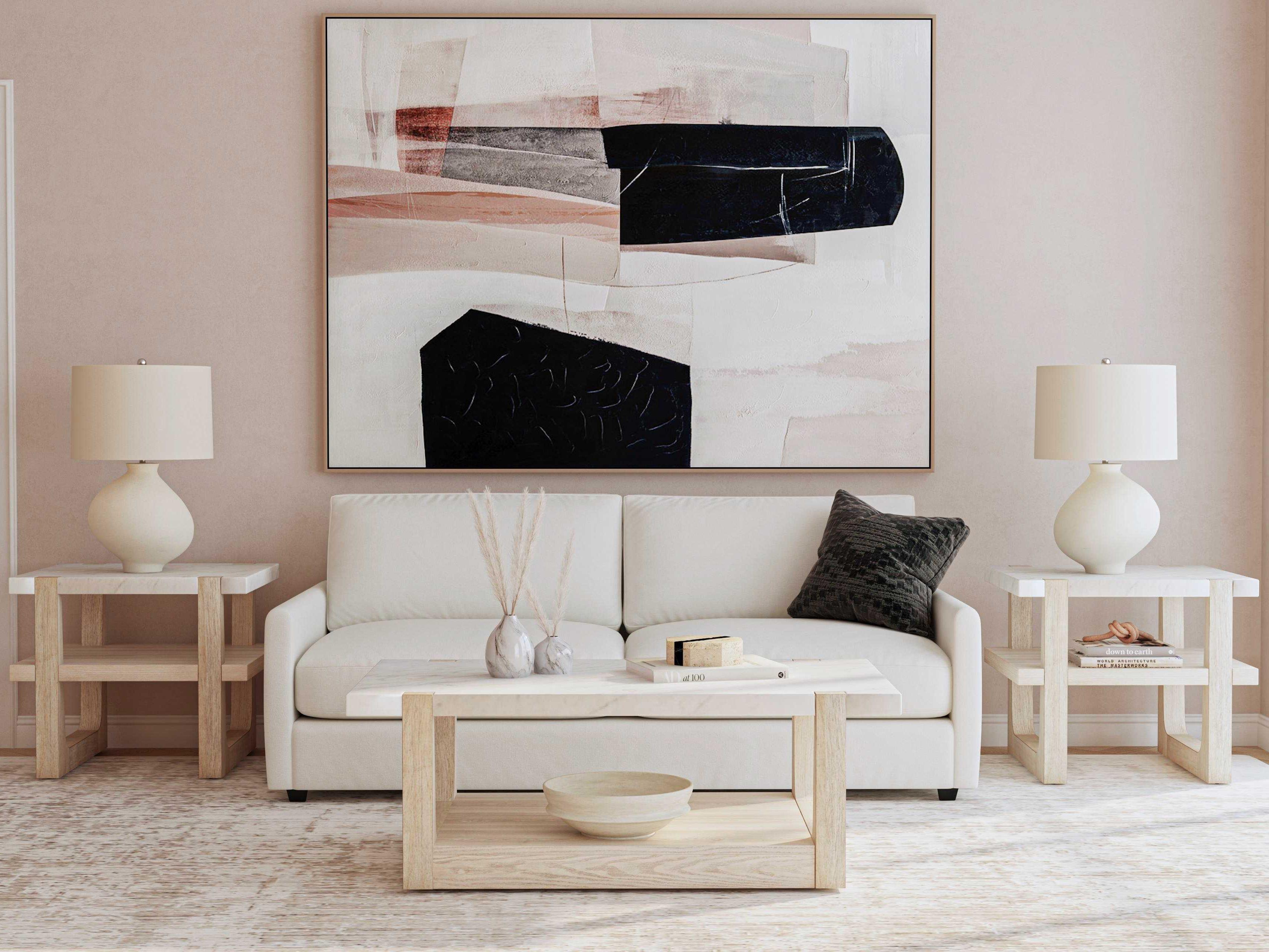 Bassett Mirror Newport Rectangular Marble Sunbleached Ash Cocktail Table