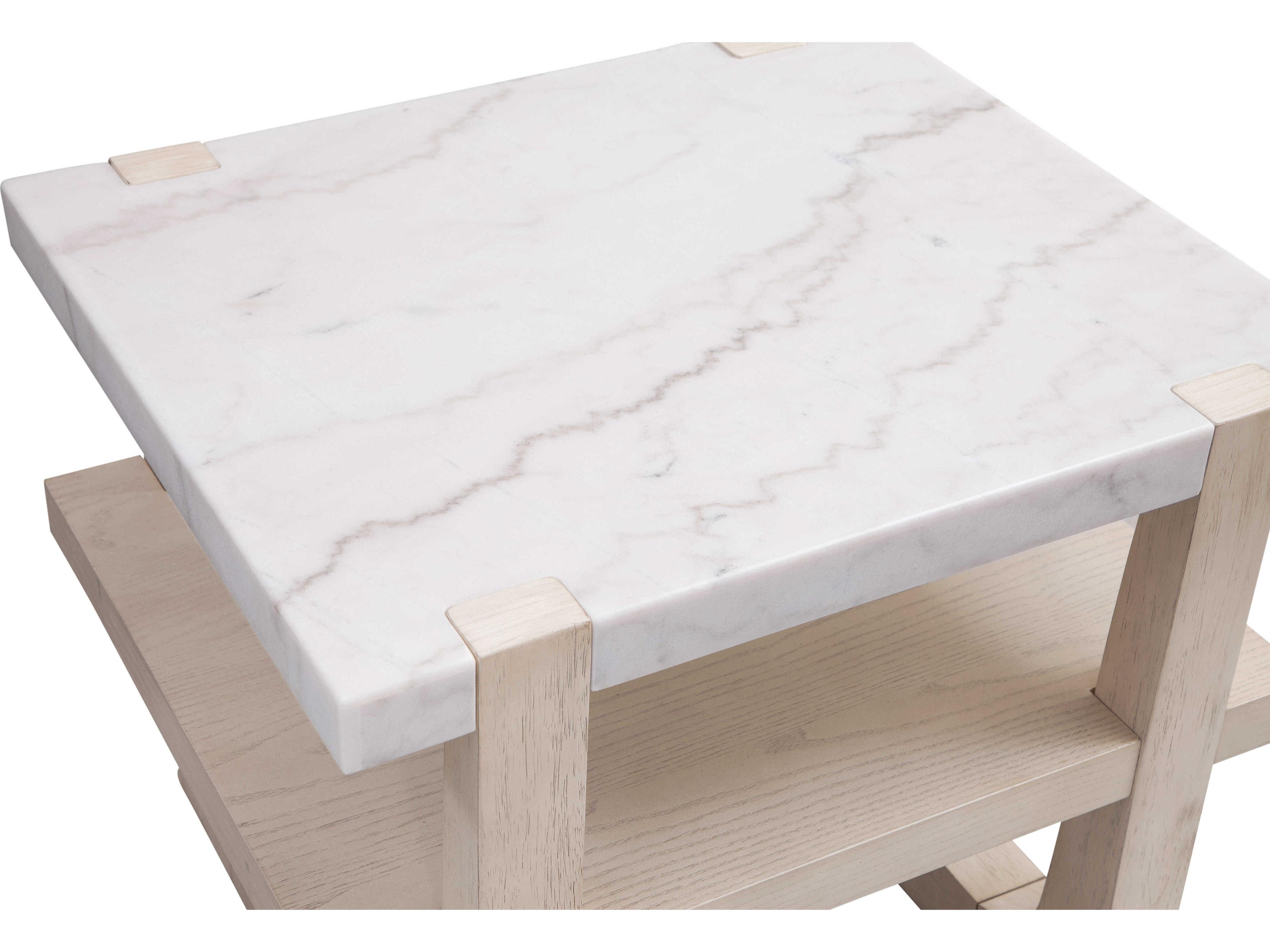 Bassett Mirror Newport Rectangular Marble Sunbleached Ash End Table