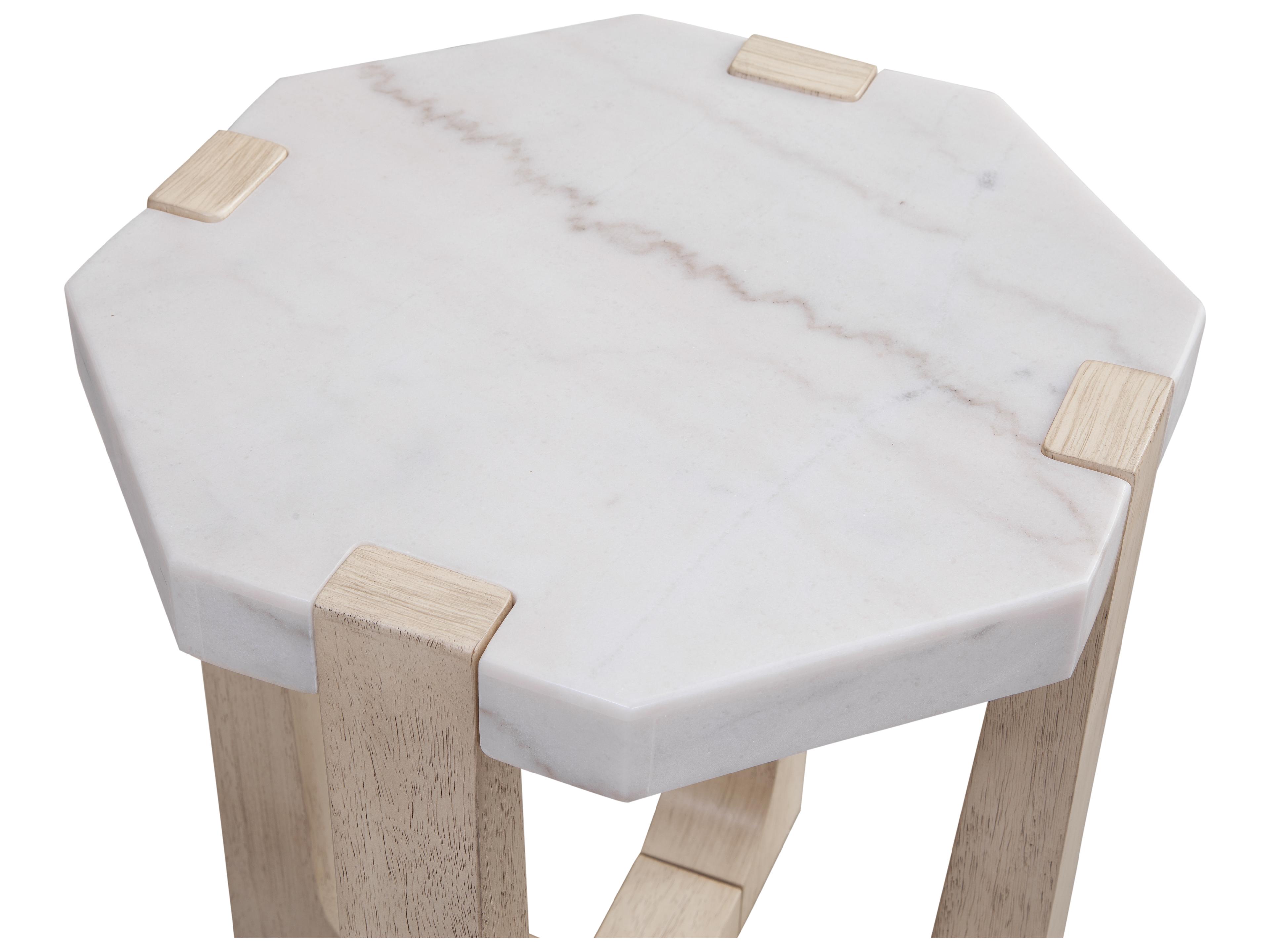 Bassett Mirror Newport Scatter Octagon Marble Sunbleached Ash End Table