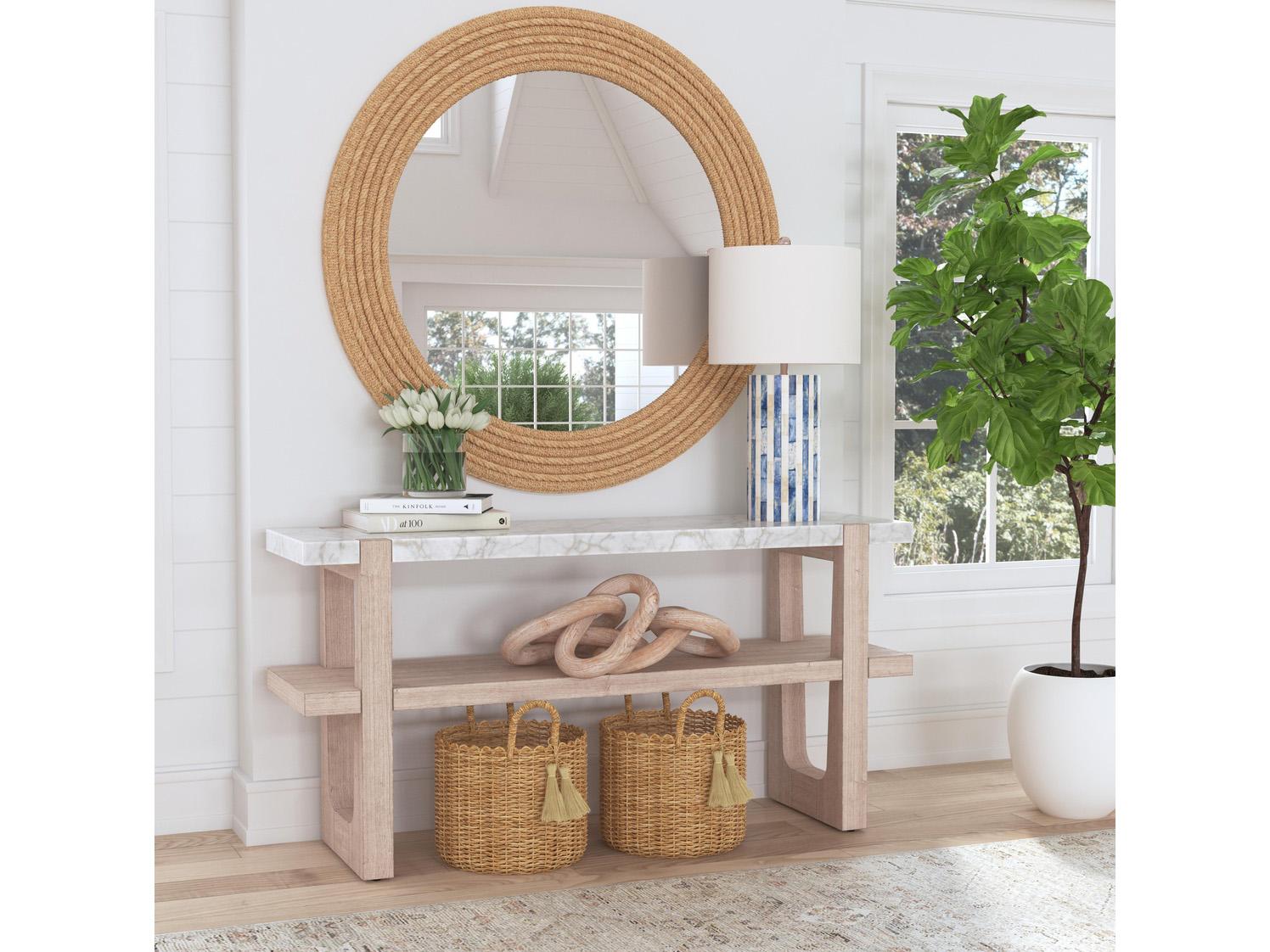 Bassett Mirror Newport Rectangular Marble Ash Veneer Consolee Table