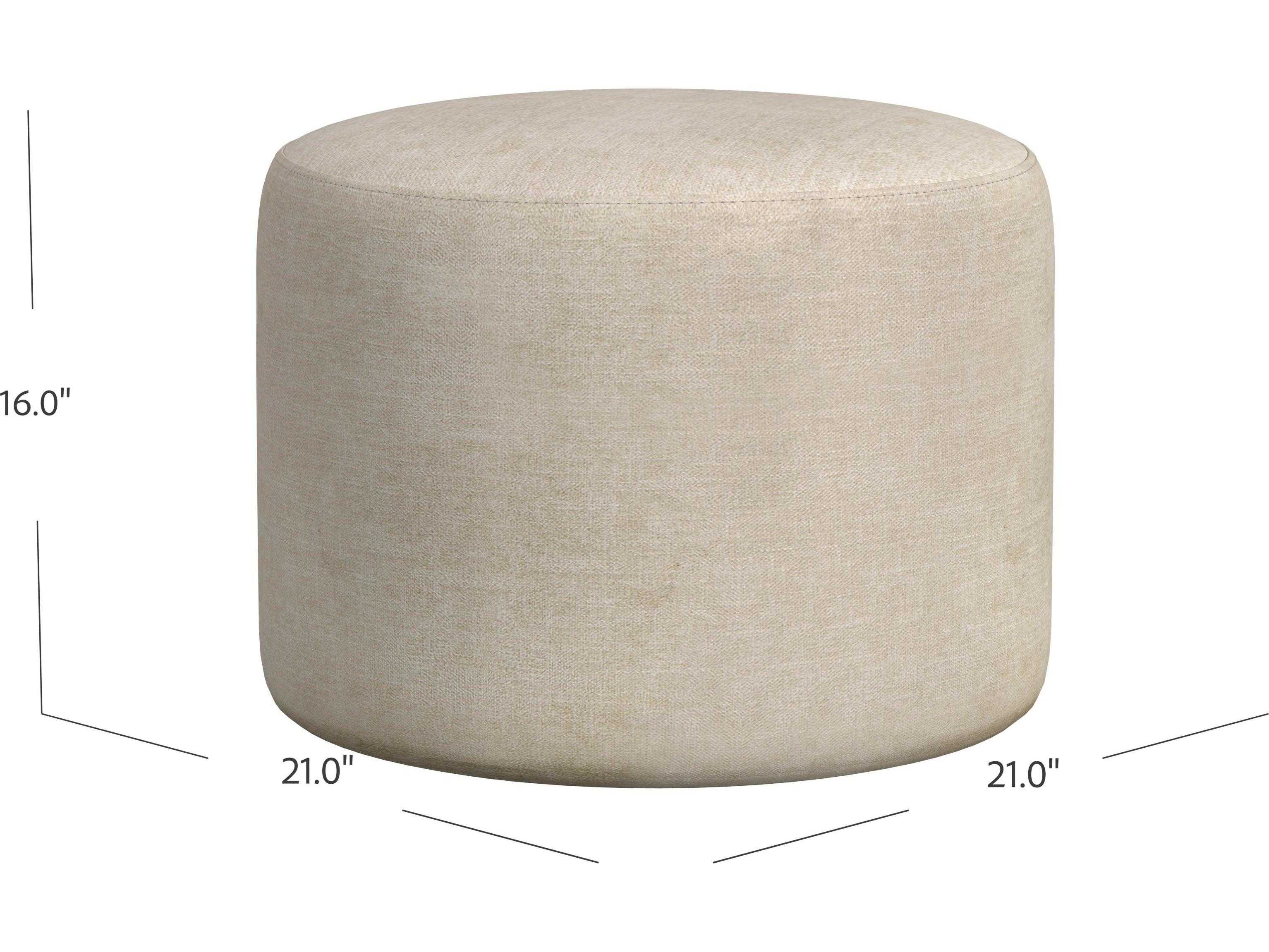 Bassett Mirror Anderson Round Cream Upholstered Ottoman