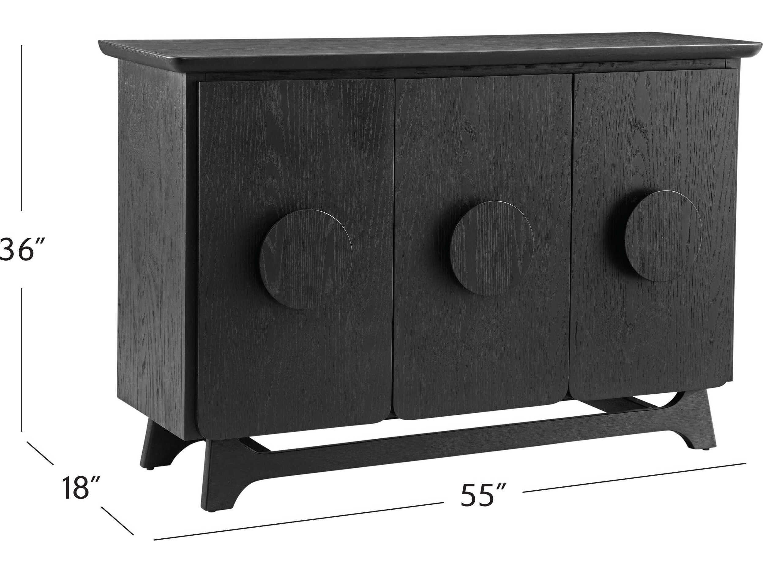 Bassett Mirror Dunnigan 55" Solid Wood Black Sideboard