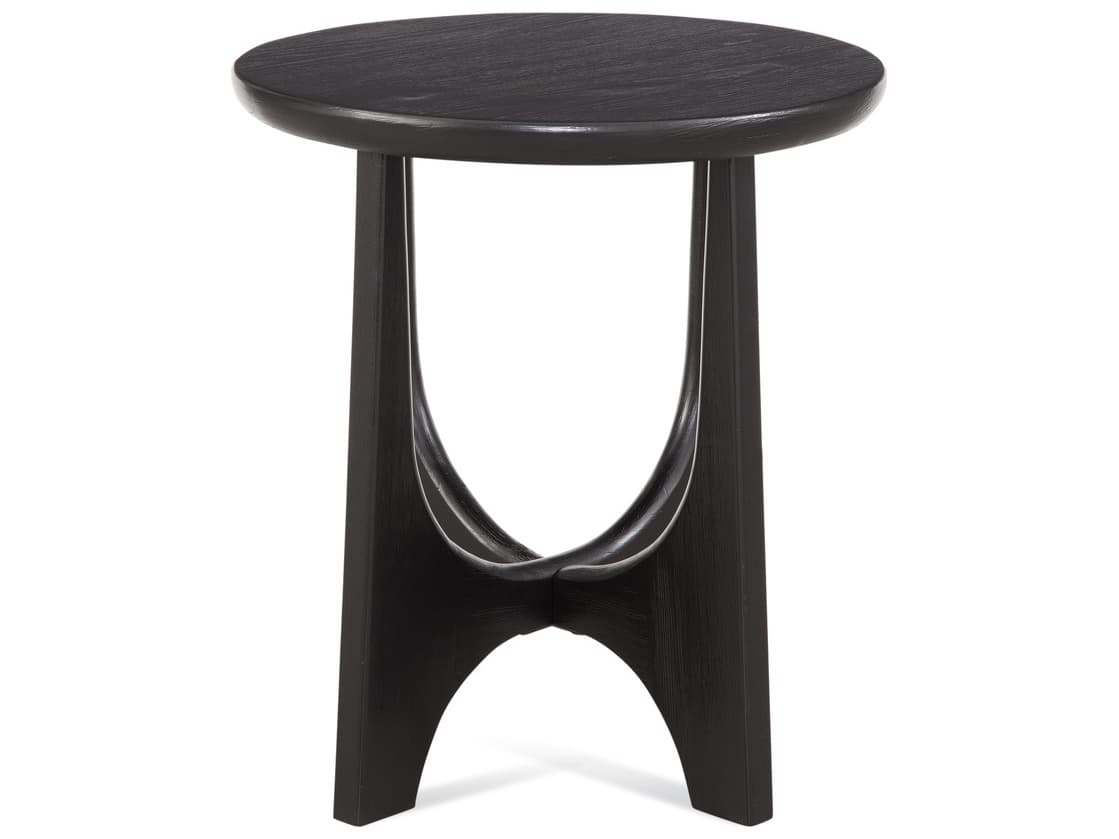Bassett Mirror Dunnigan Round Wood Black Matta Stain End Table