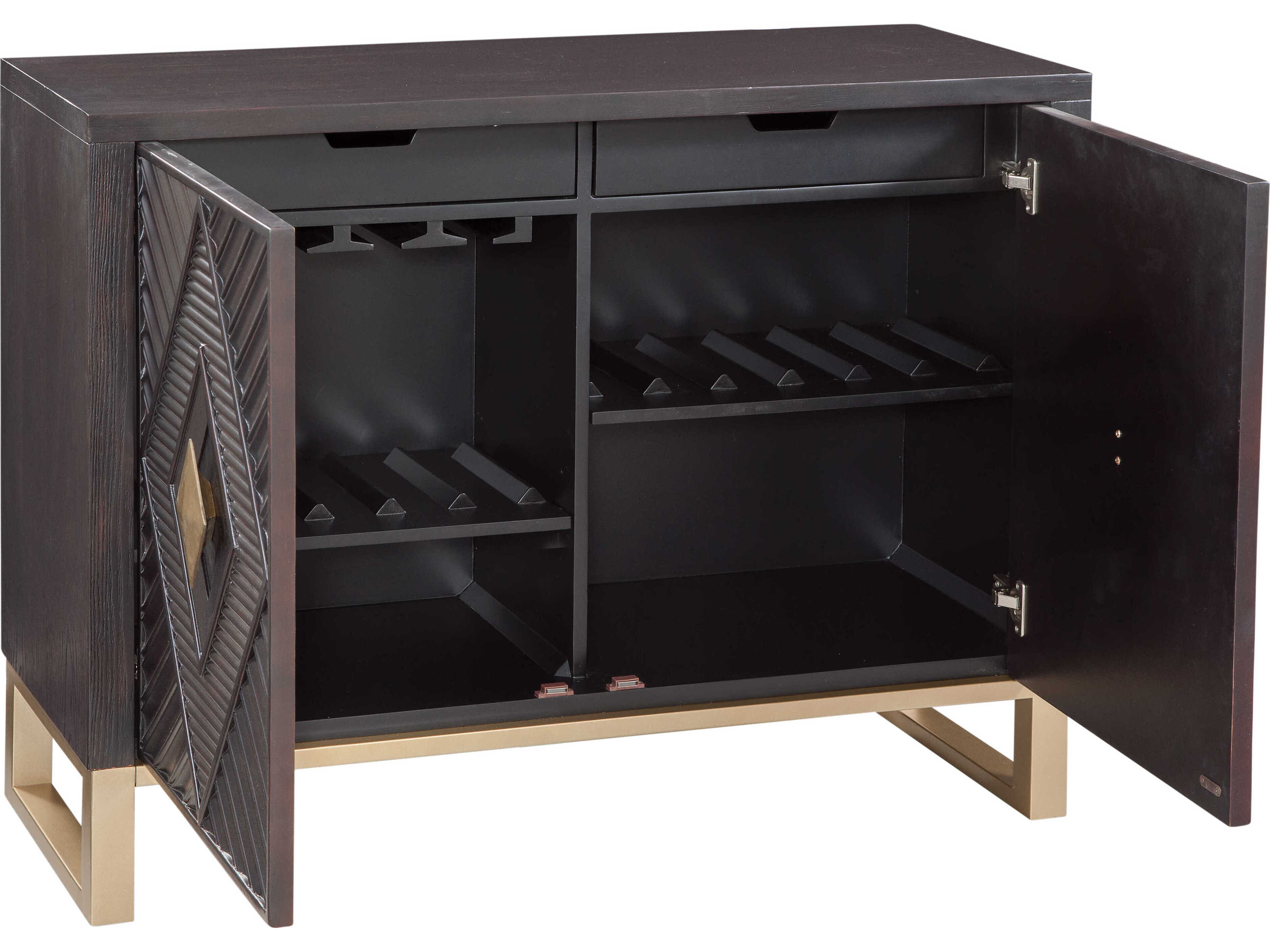 Bassett Mirror Allamar Black Rubberwood Brown Bar Cabinet