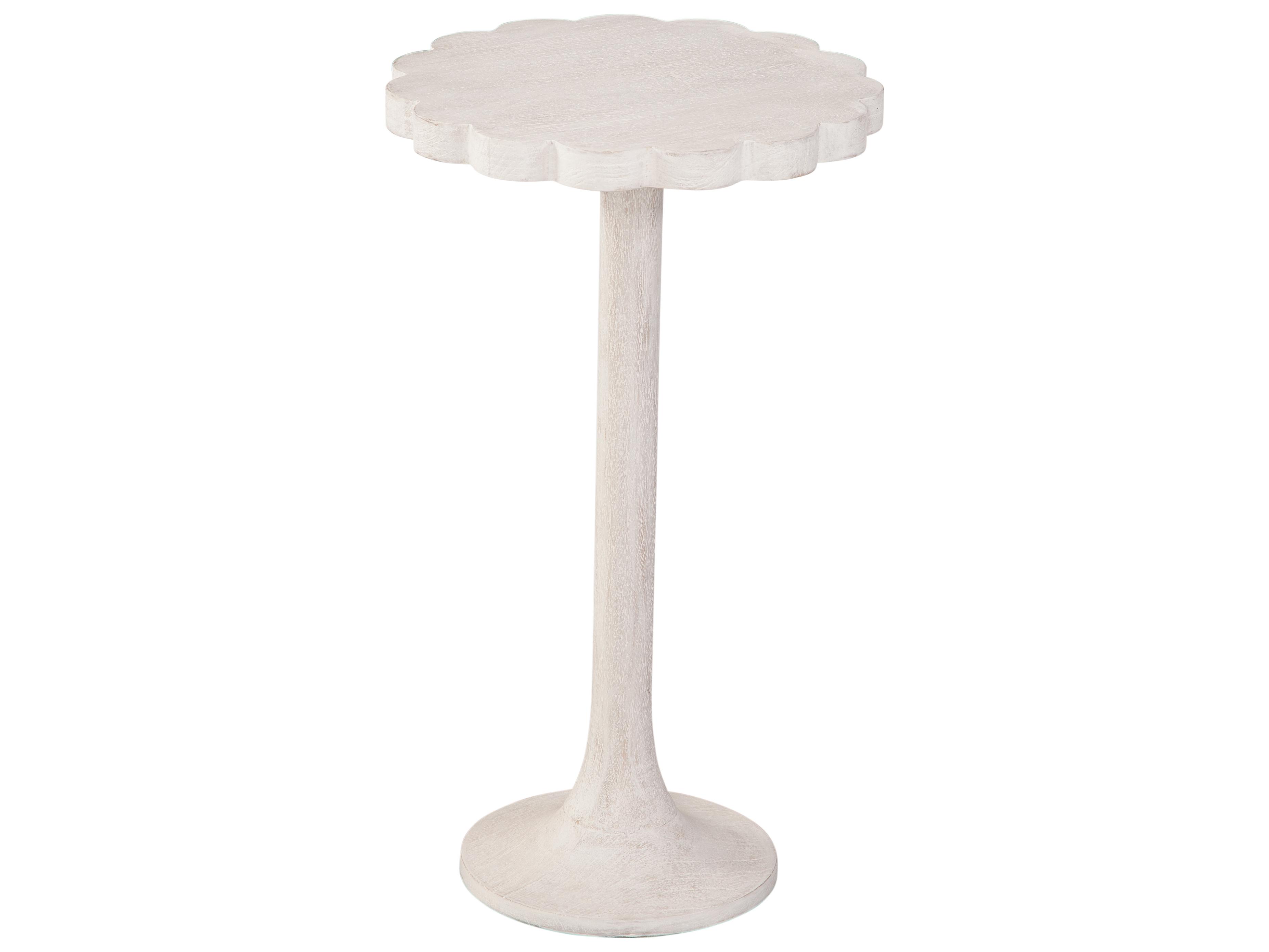 Bassett Mirror Keiran Wood Sandblasted White End Table