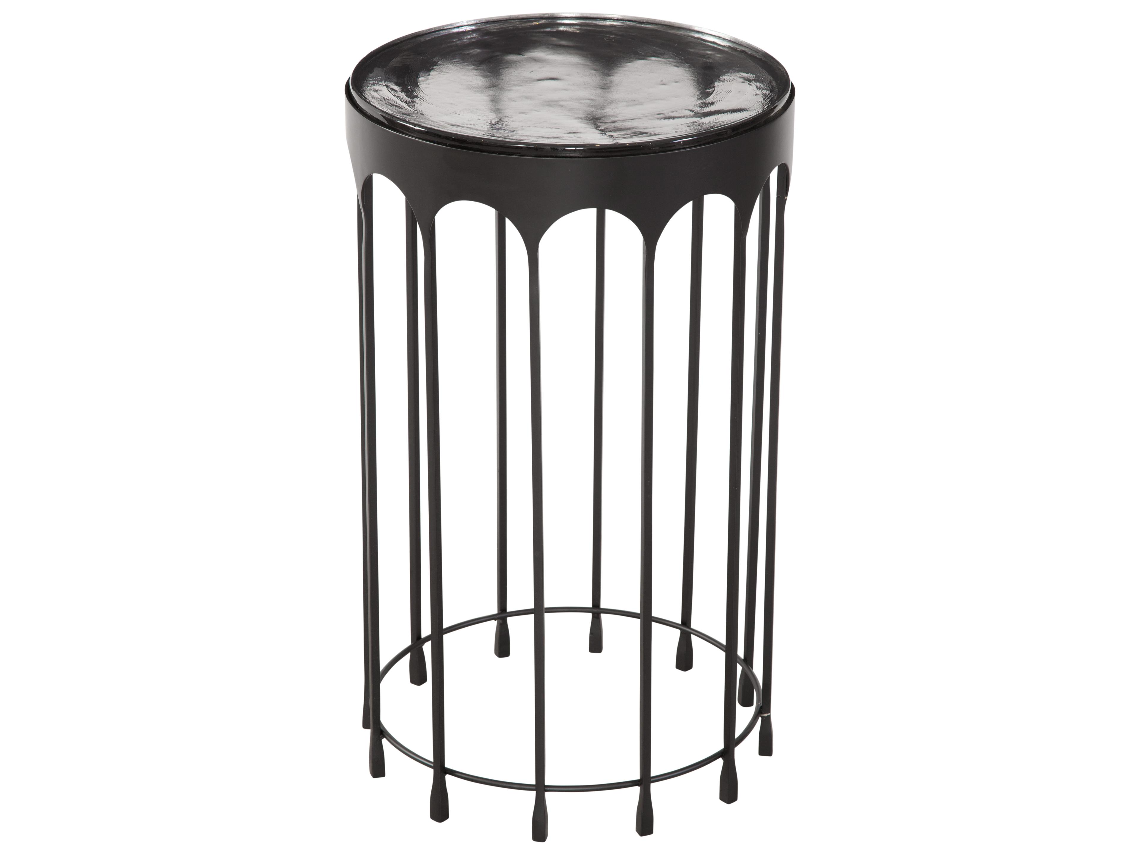 Bassett Mirror Hartley Round Glass Matte Black End Table