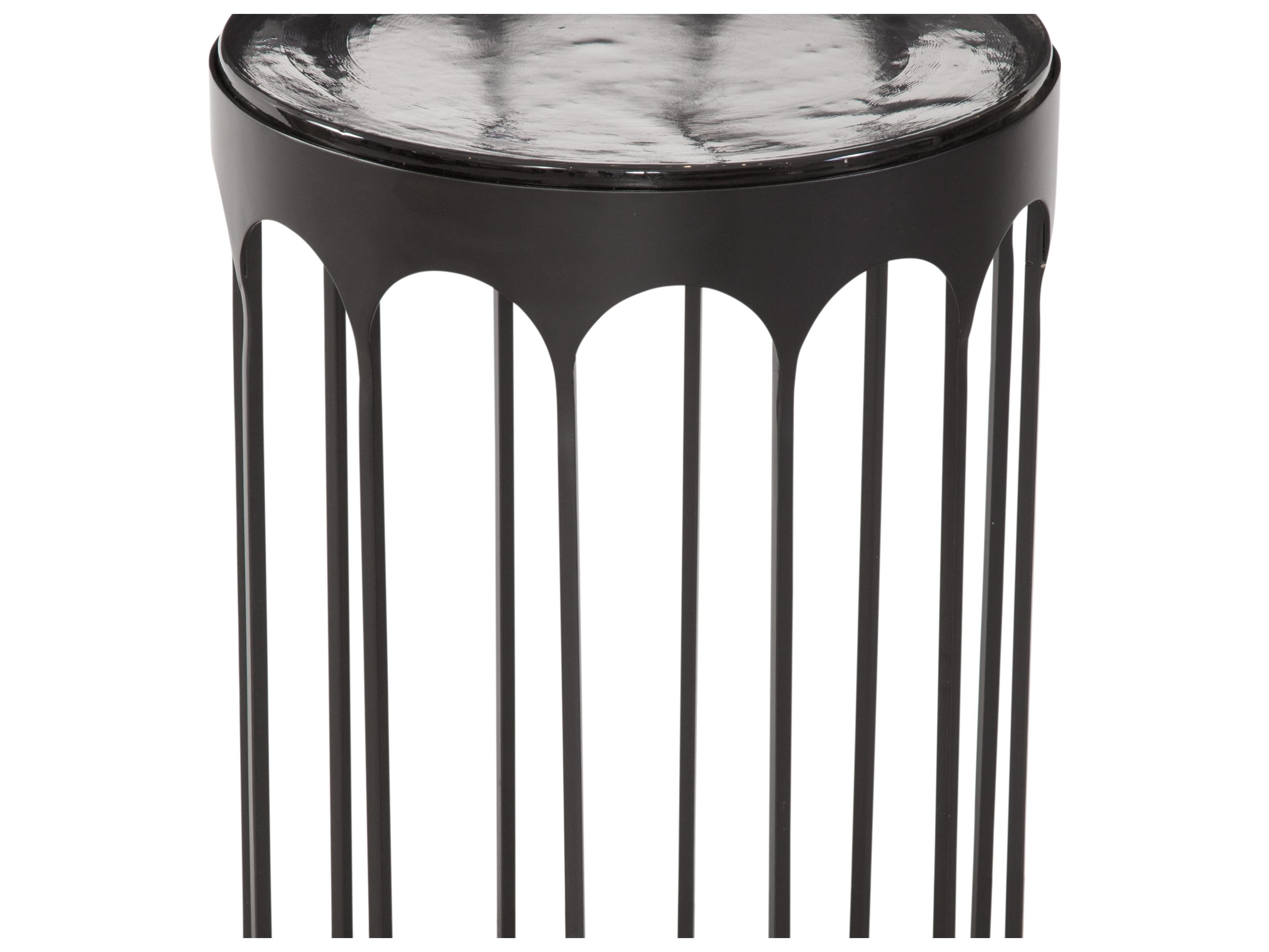 Bassett Mirror Hartley Round Glass Matte Black End Table