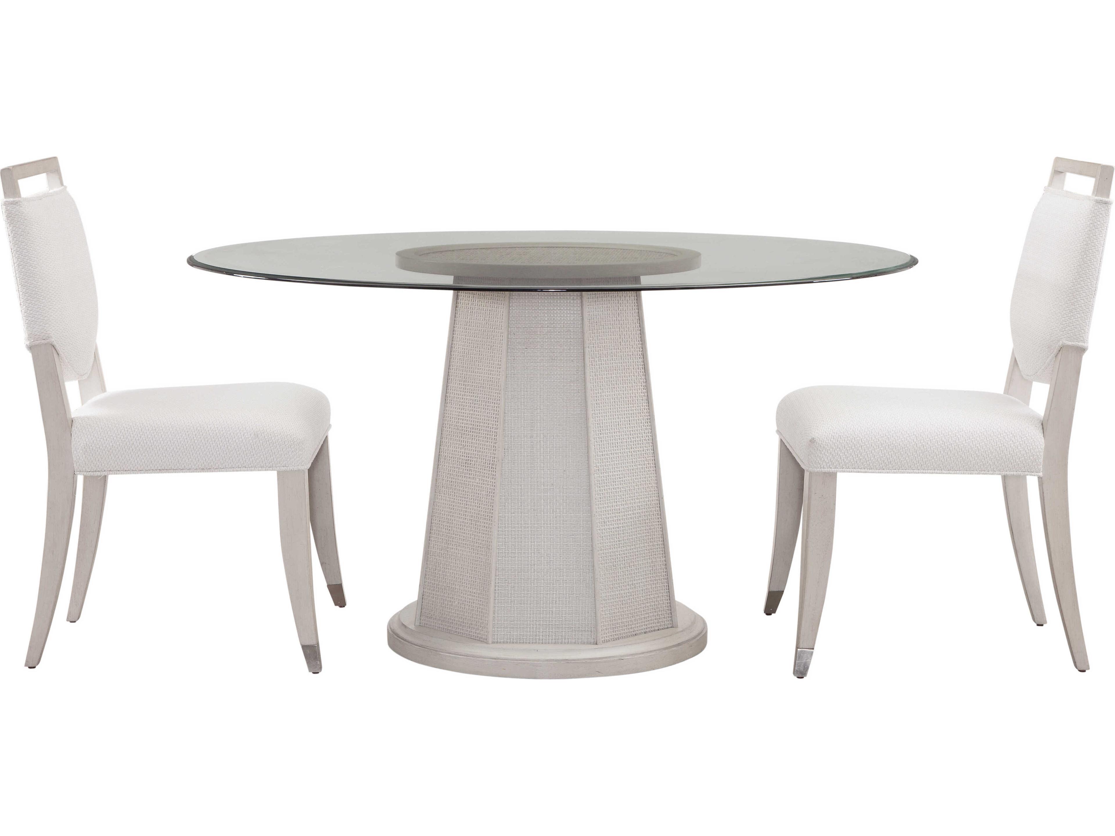 Bassett Mirror Korey Round Glass White Dining Table