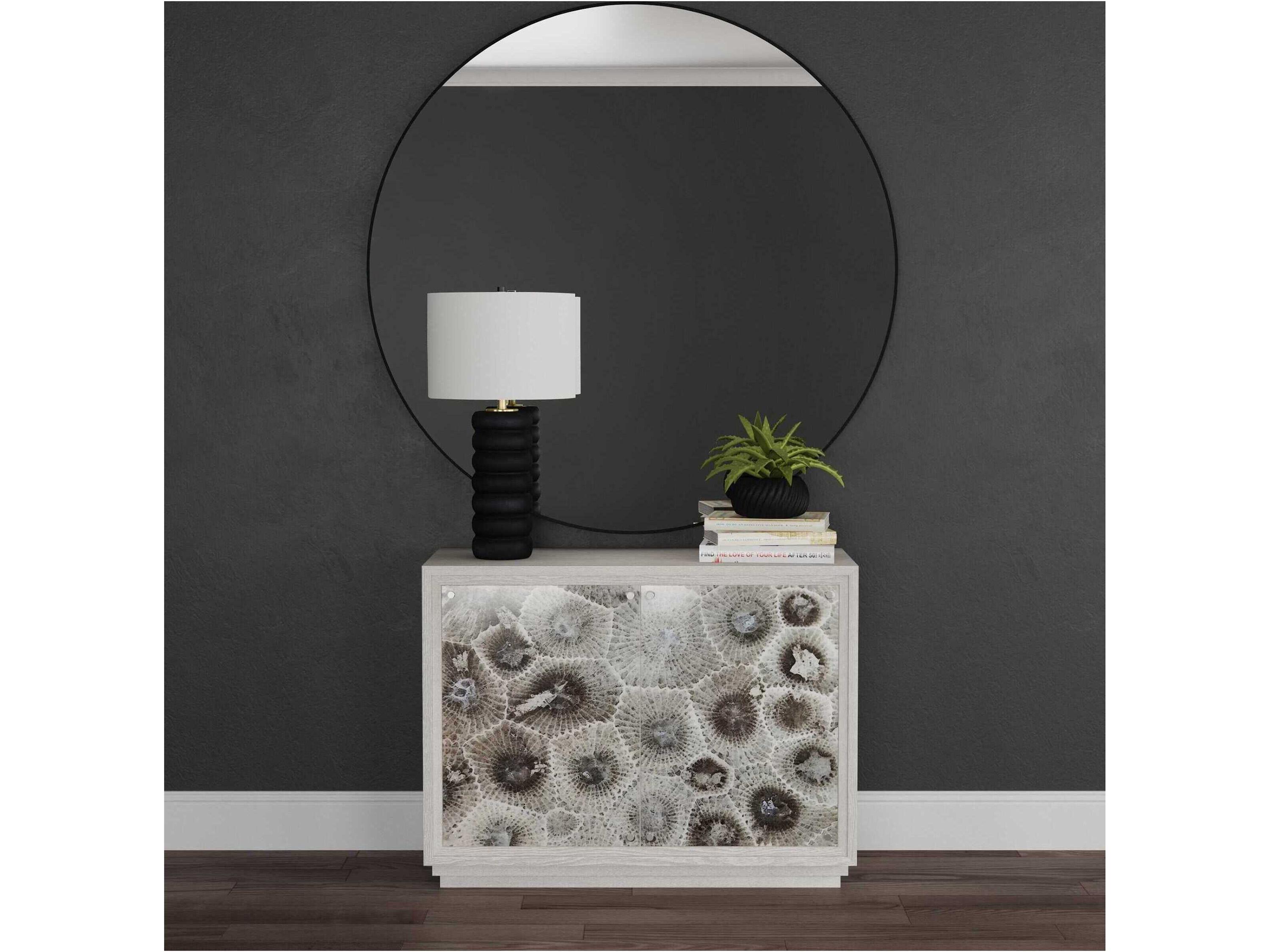 Bassett Mirror Compass Rubberwood Gray Bar Cabinet