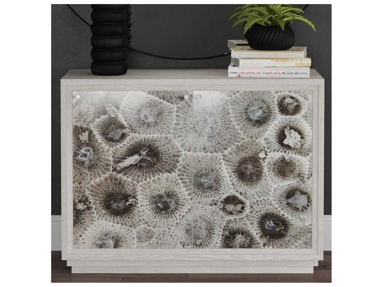 Bassett Mirror Compass Rubberwood Gray Bar Cabinet