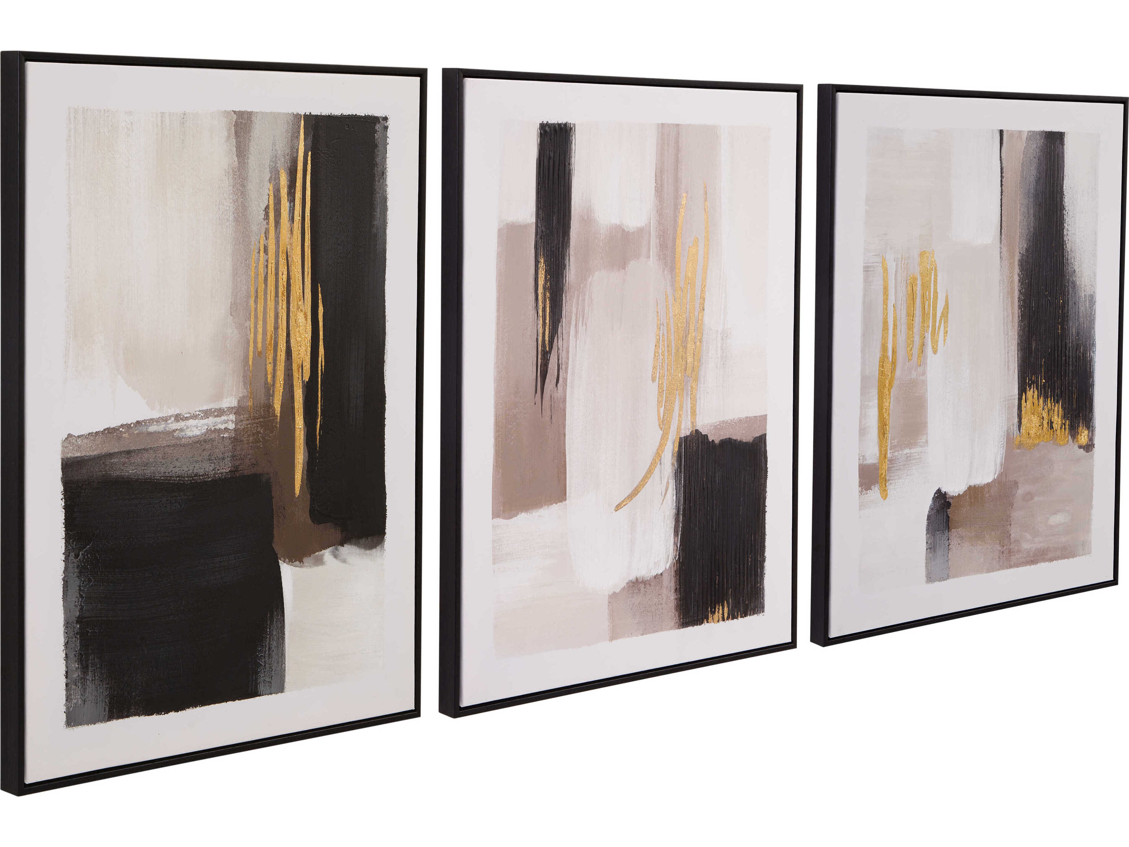 Bassett Mirror 24" Black Journey Canvas Art Wall Art 3 Piece Set