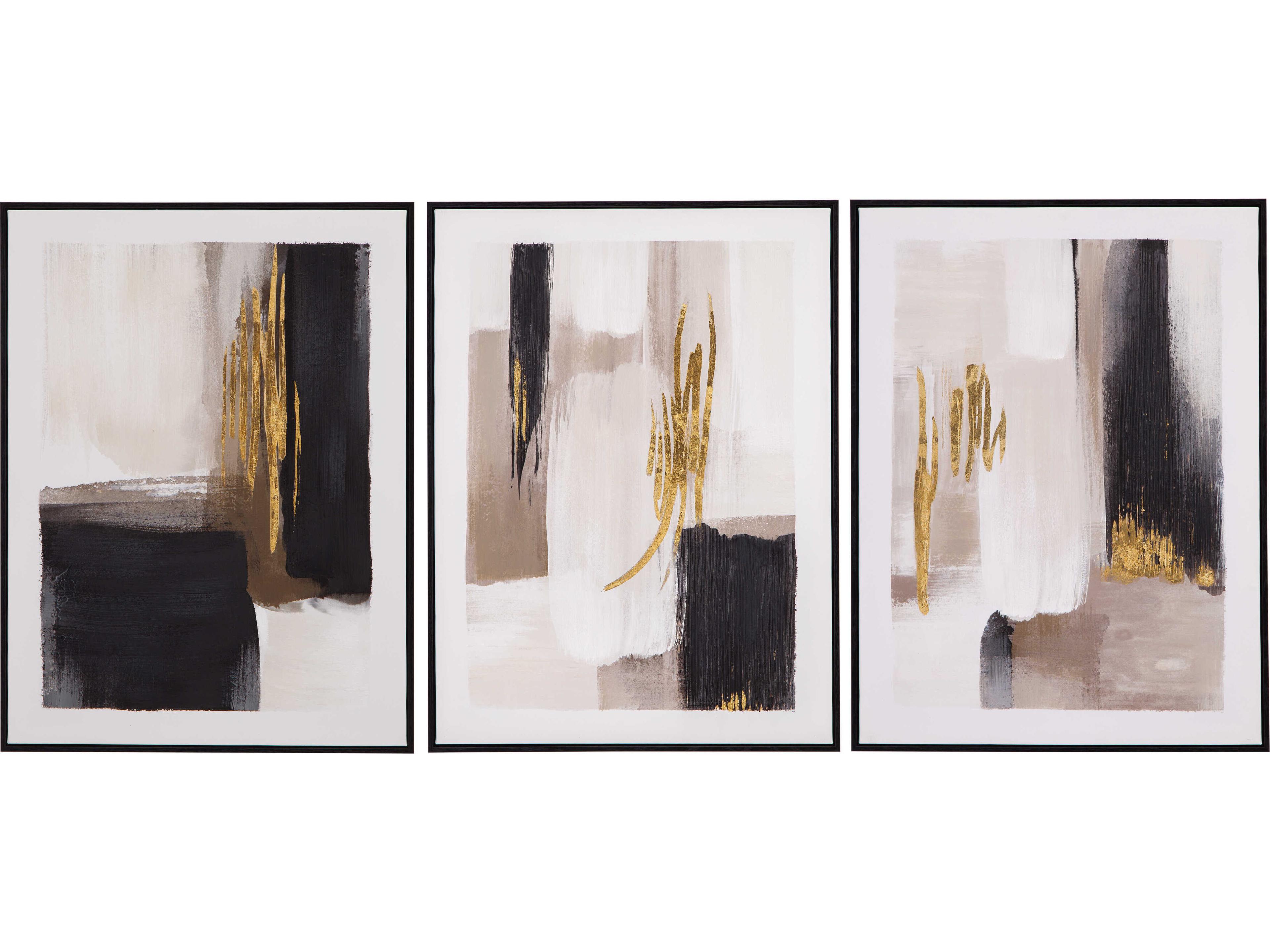 Bassett Mirror 24" Black Journey Canvas Art Wall Art 3 Piece Set