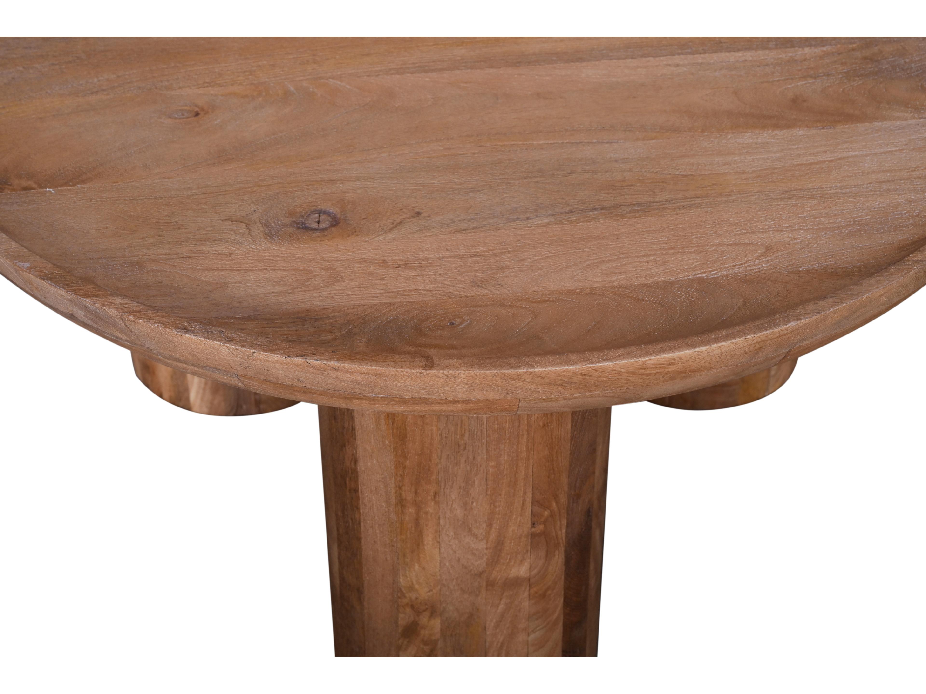 Bassett Mirror Blair Round Wood Natural Mango Sandblasting Cocktail Table