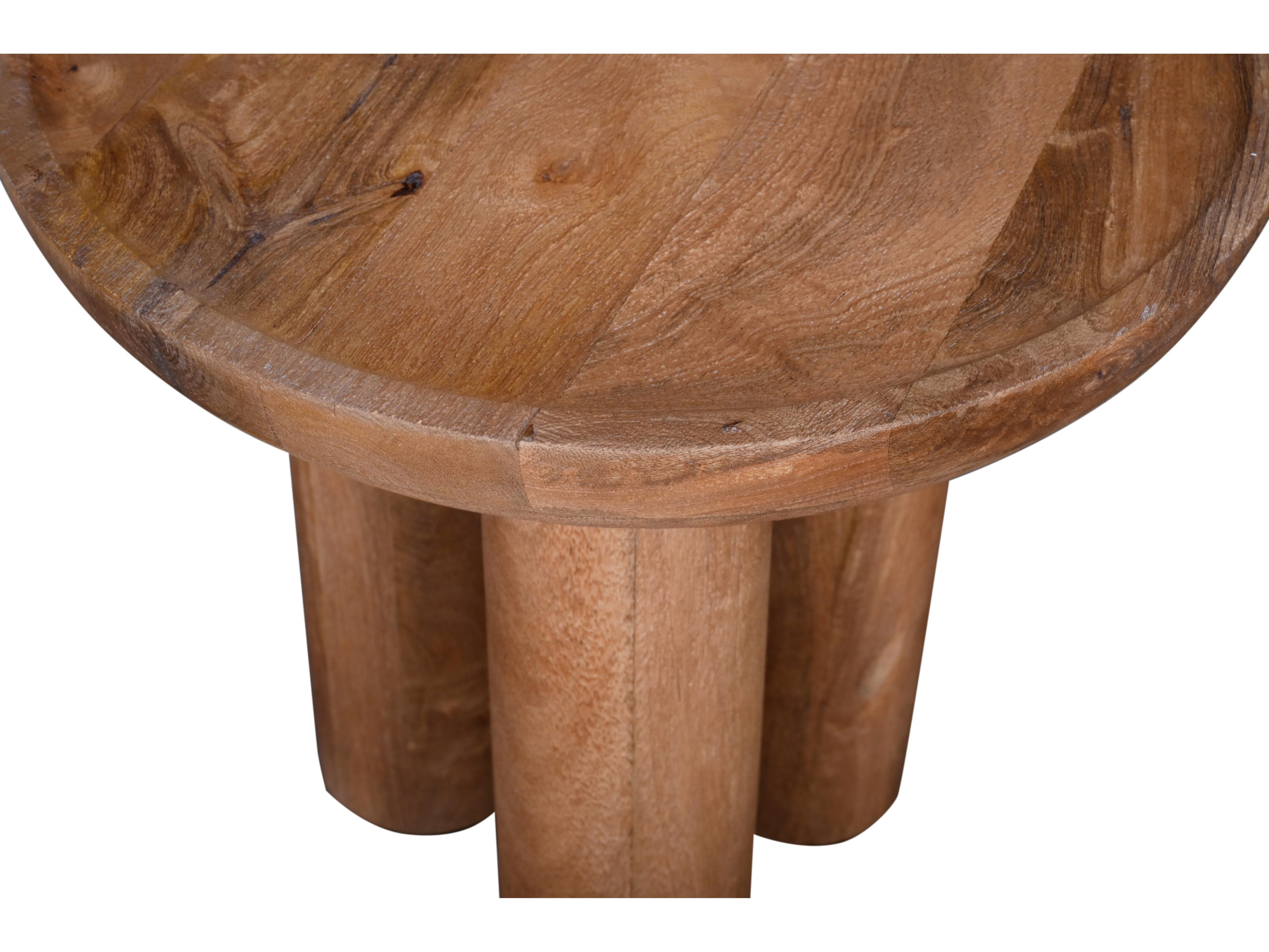 Bassett Mirror Blair Round Wood Natural Mango Sandblasting End Table