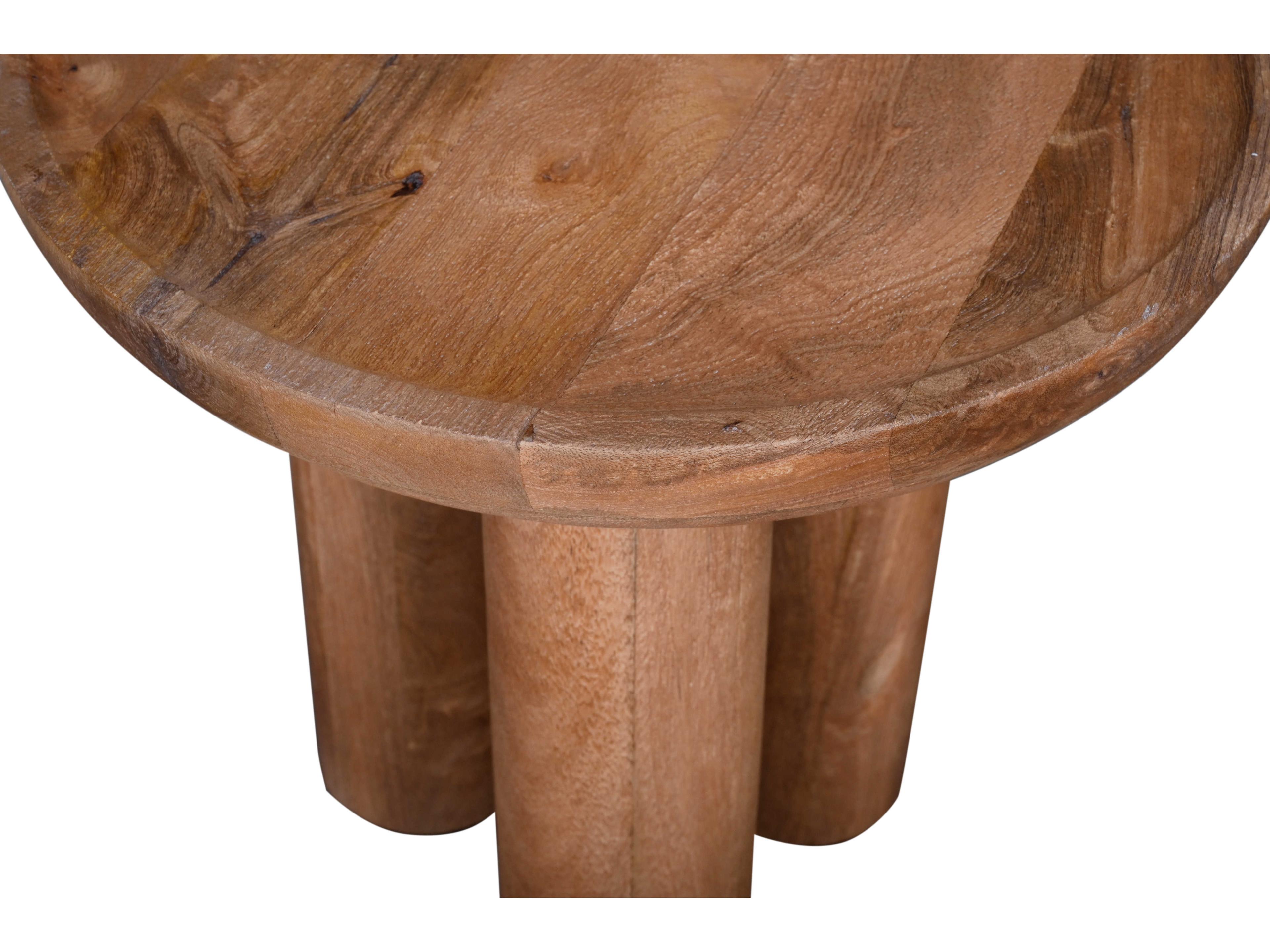 Bassett Mirror Blair Round Wood Natural Mango Sandblasting End Table