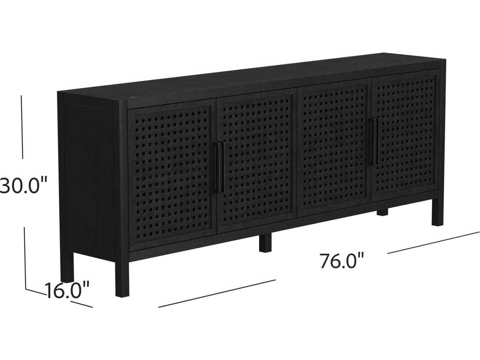 Bassett Mirror Pentak 76" Mango Wood Black Sideboard