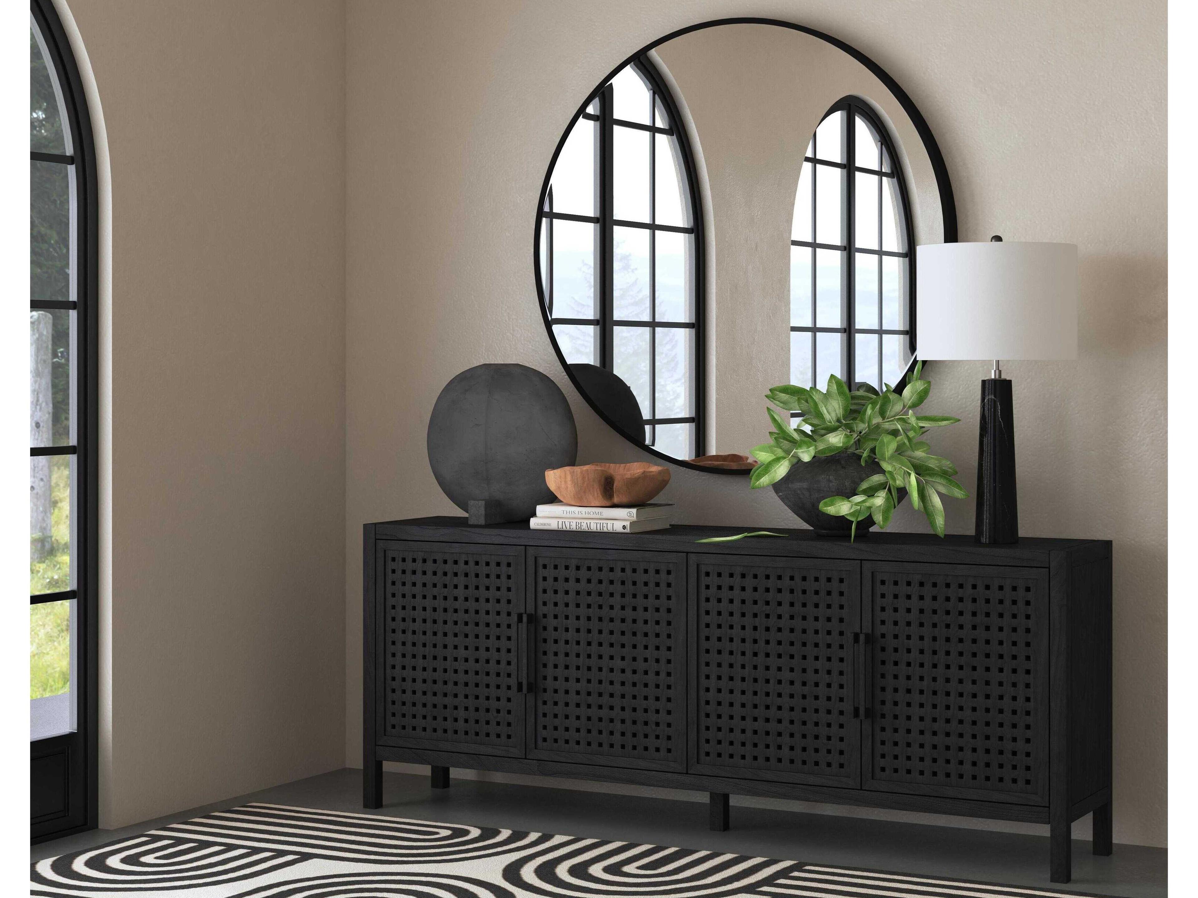 Bassett Mirror Pentak 76" Mango Wood Black Sideboard