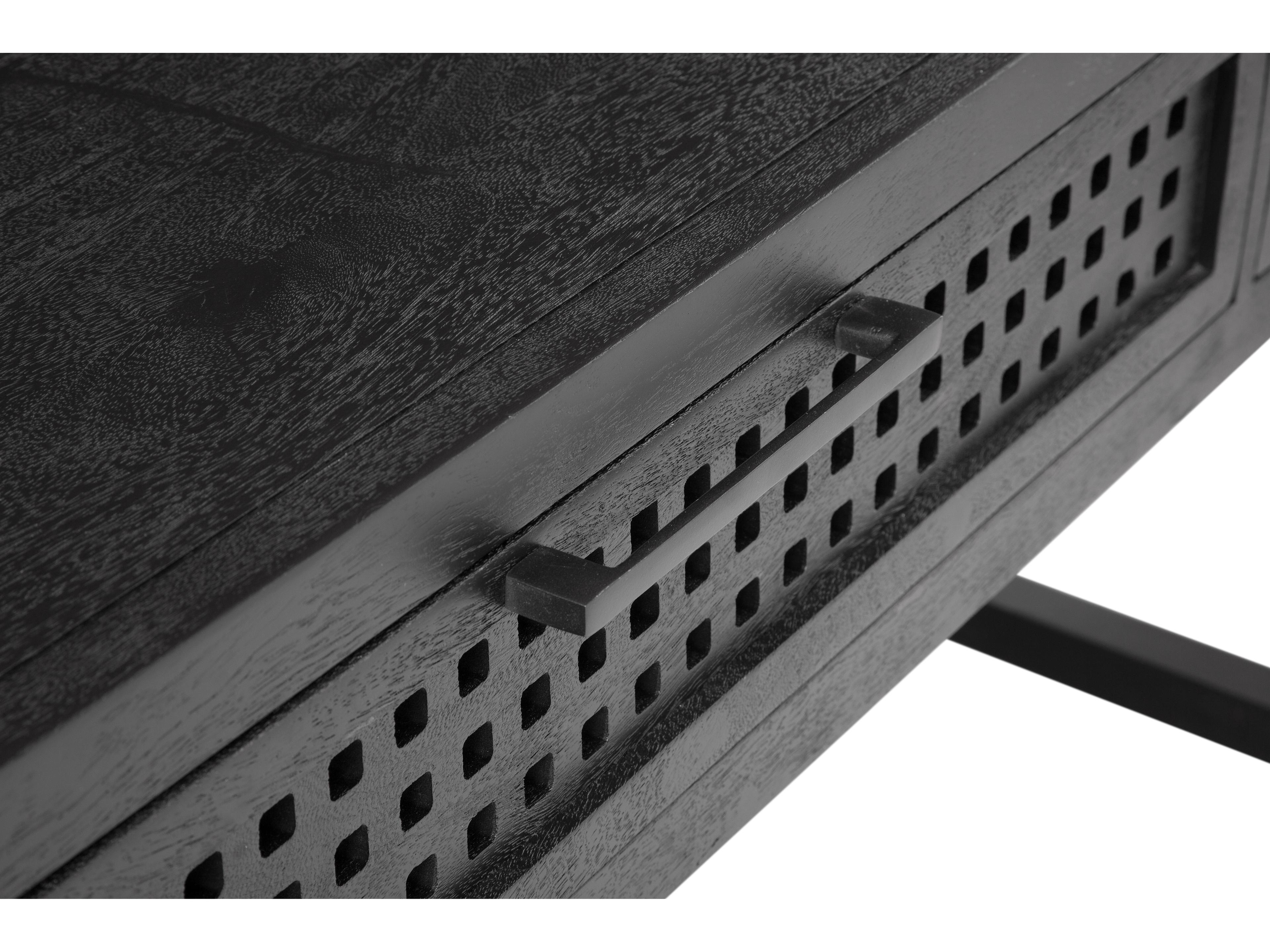 Bassett Mirror Pentak Rectangular Wood Sandblasted Matte Black Consolee Table