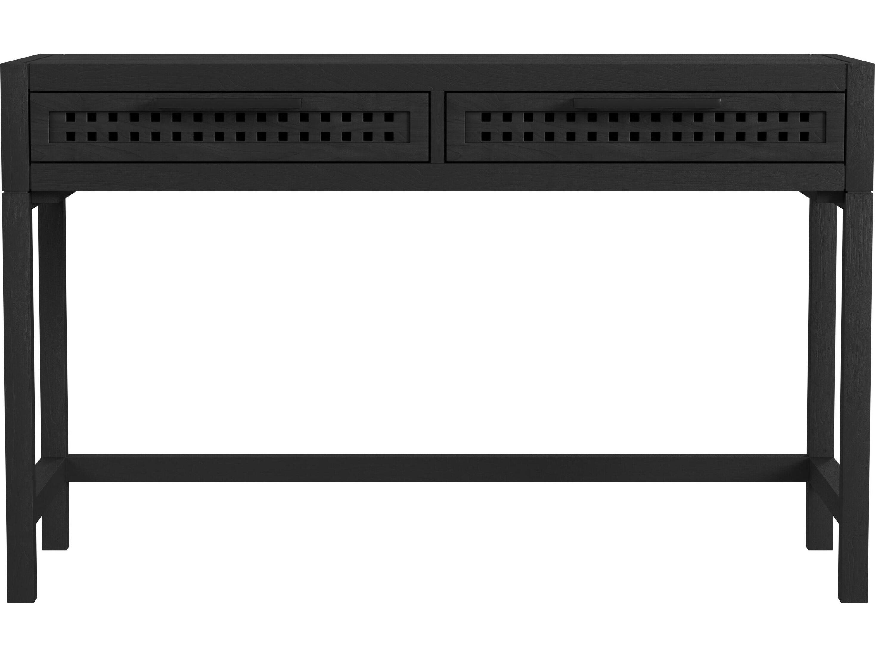 Bassett Mirror Pentak Rectangular Wood Sandblasted Matte Black Consolee Table