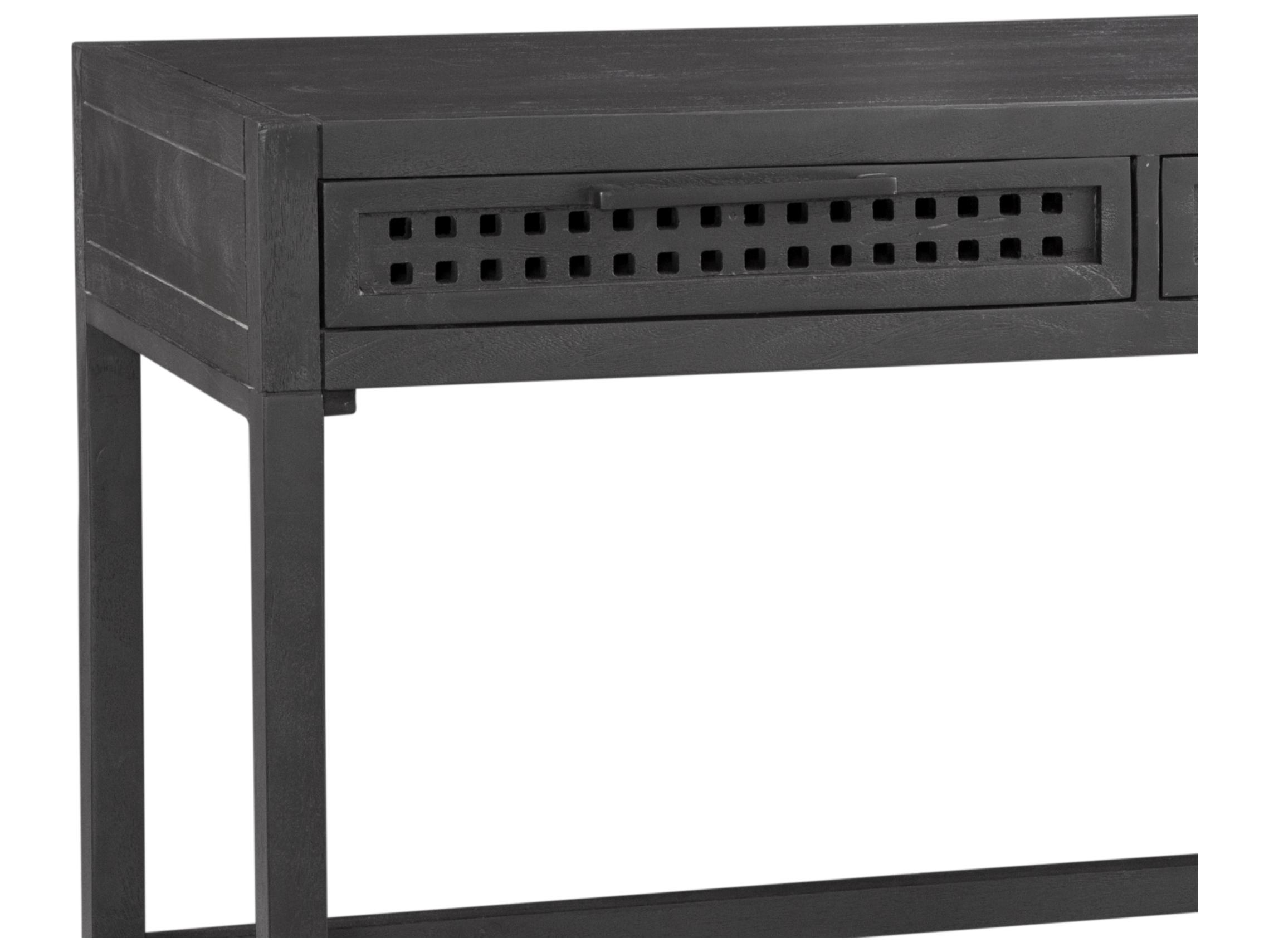Bassett Mirror Pentak Rectangular Wood Sandblasted Matte Black Consolee Table