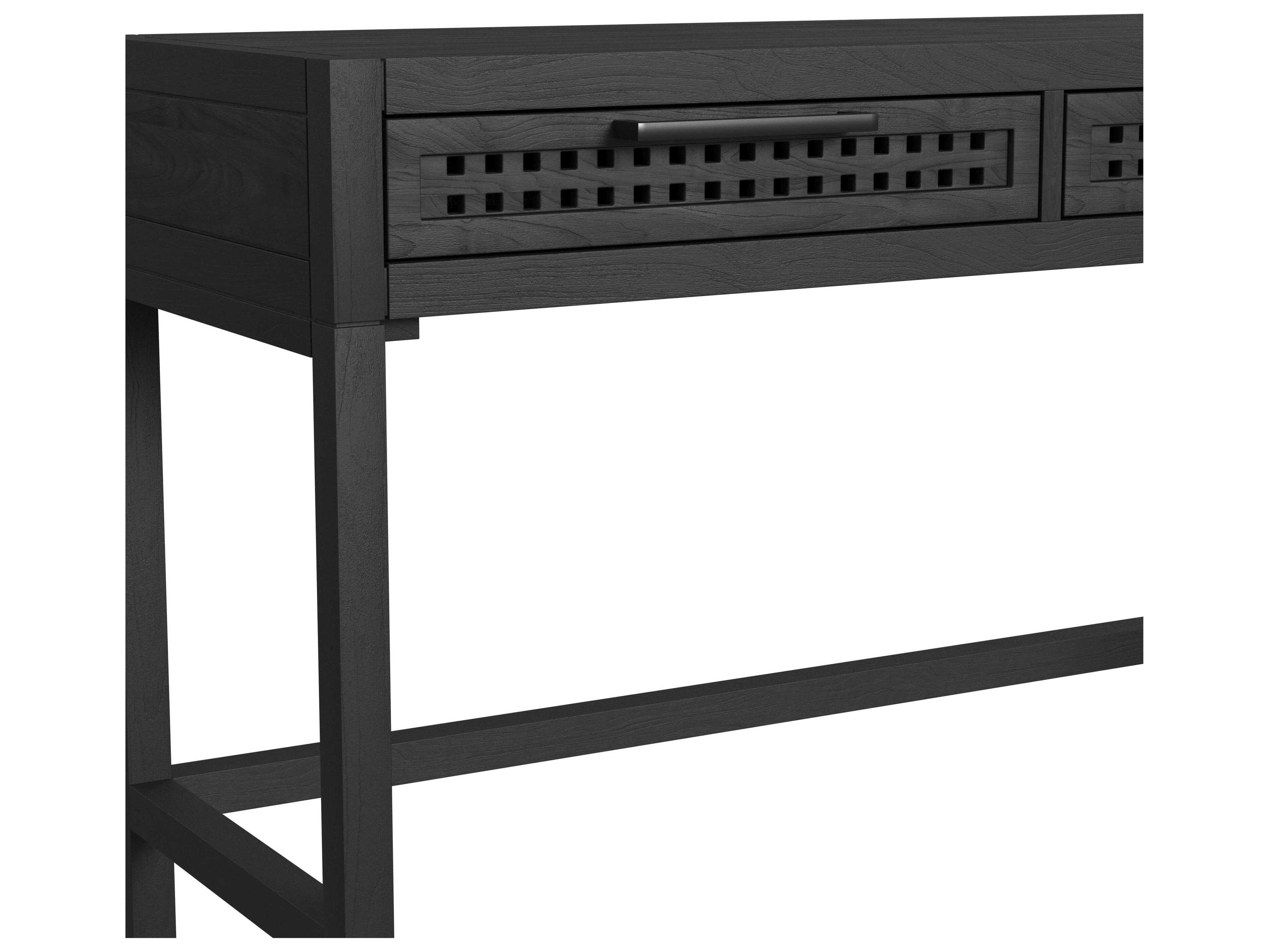 Bassett Mirror Pentak Rectangular Wood Sandblasted Matte Black Consolee Table