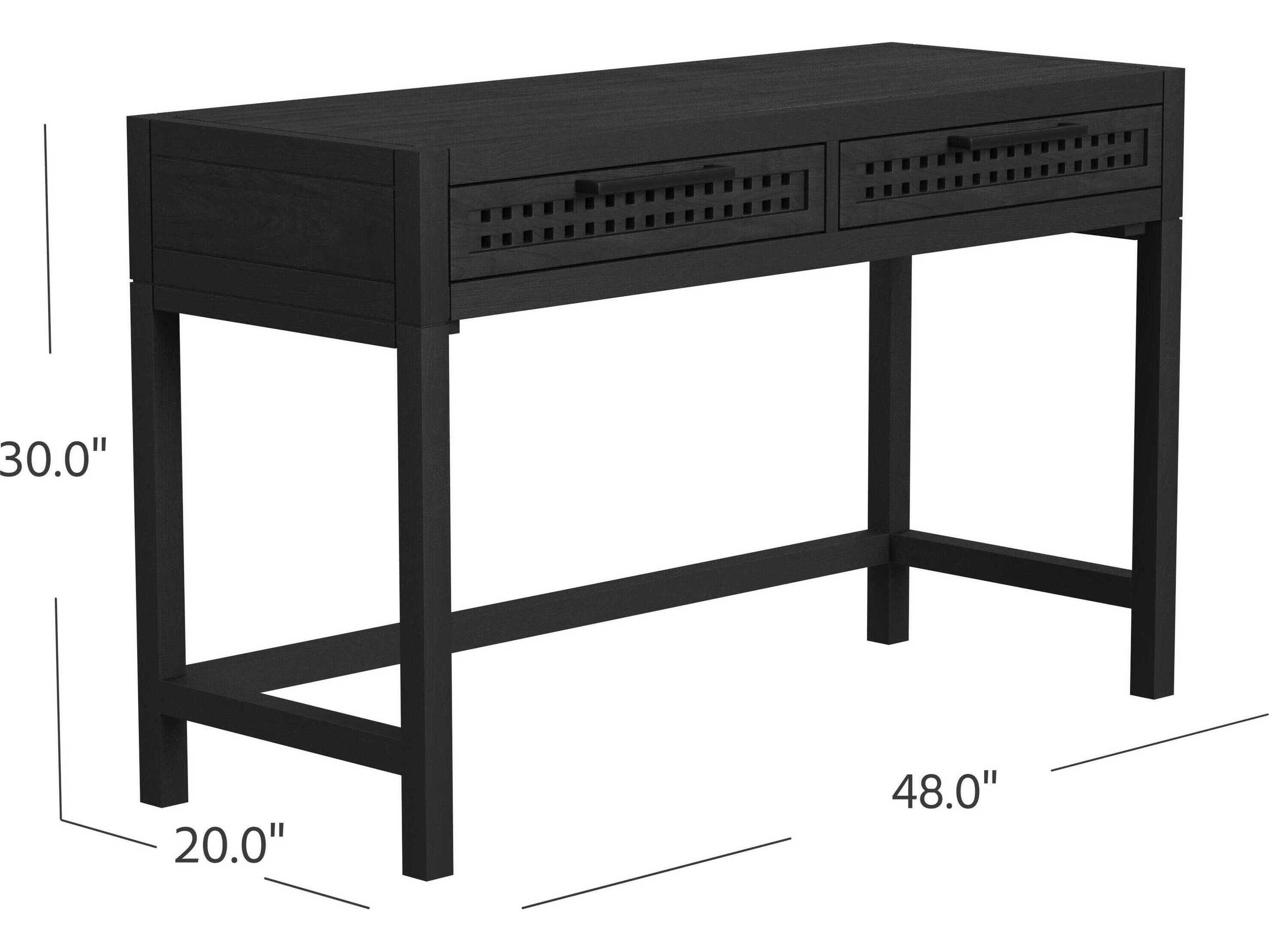 Bassett Mirror Pentak Rectangular Wood Sandblasted Matte Black Consolee Table