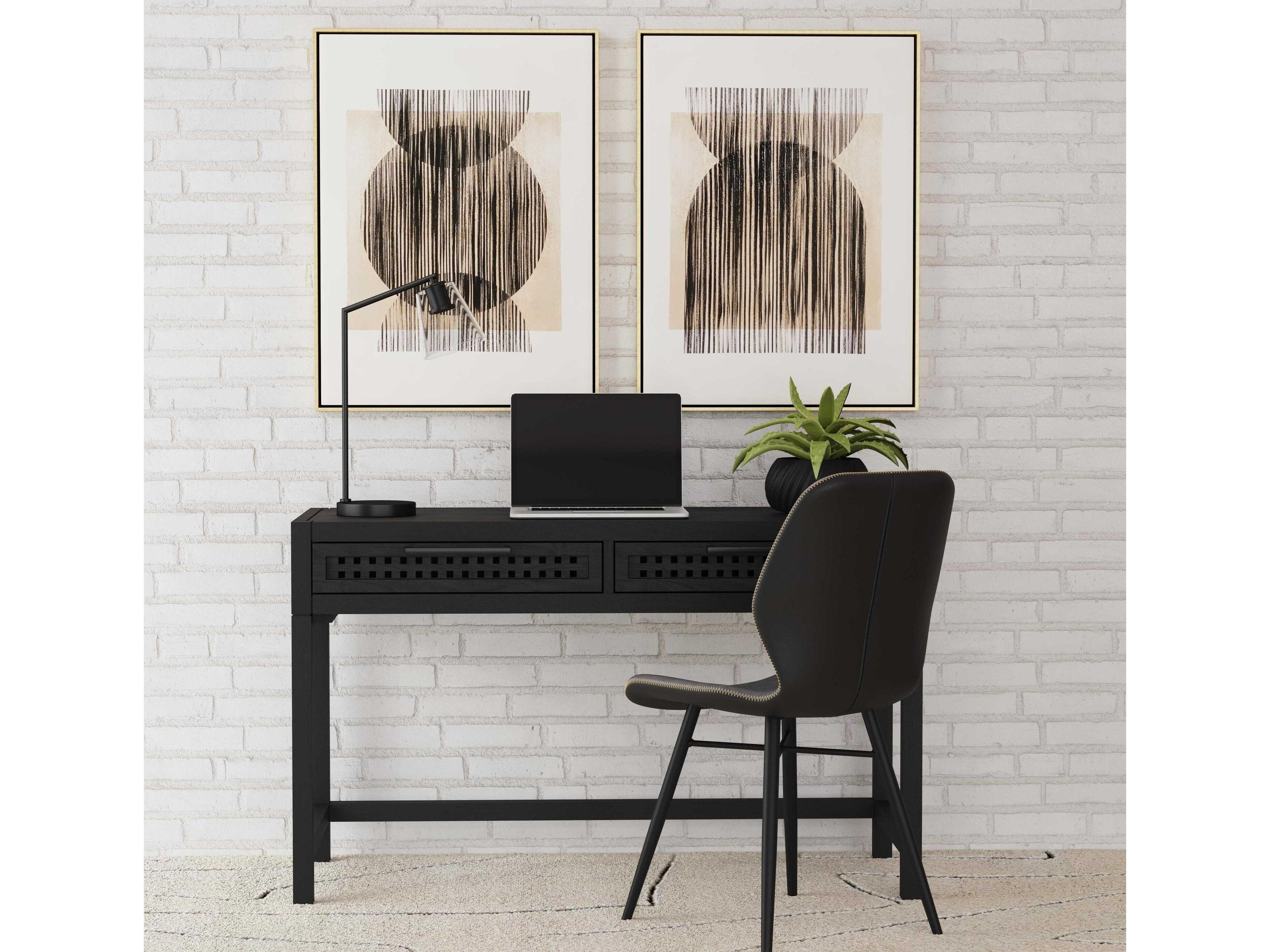 Bassett Mirror Pentak Rectangular Wood Sandblasted Matte Black Consolee Table