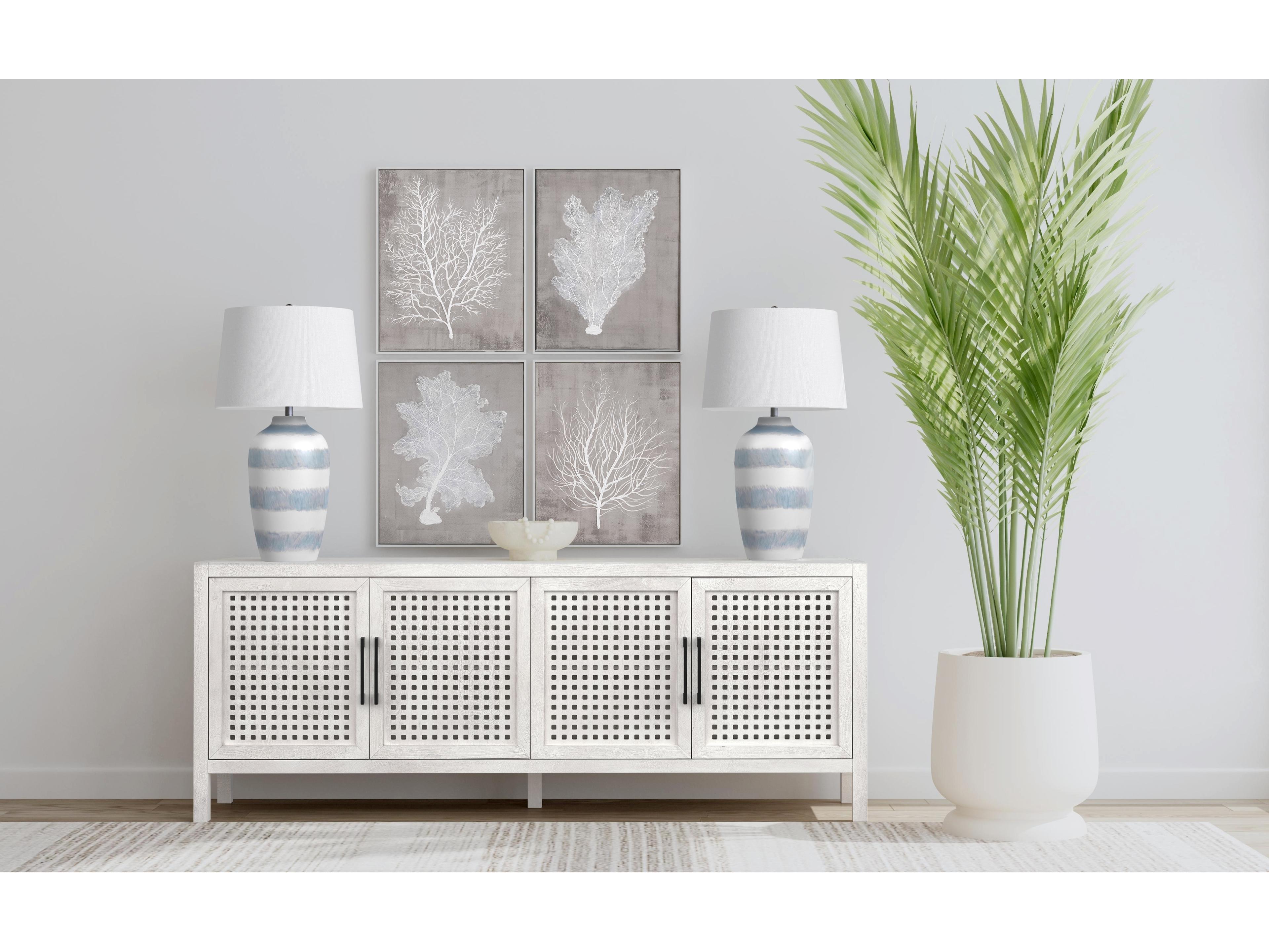 Bassett Mirror 72" Mango Wood White Pentak Sideboard