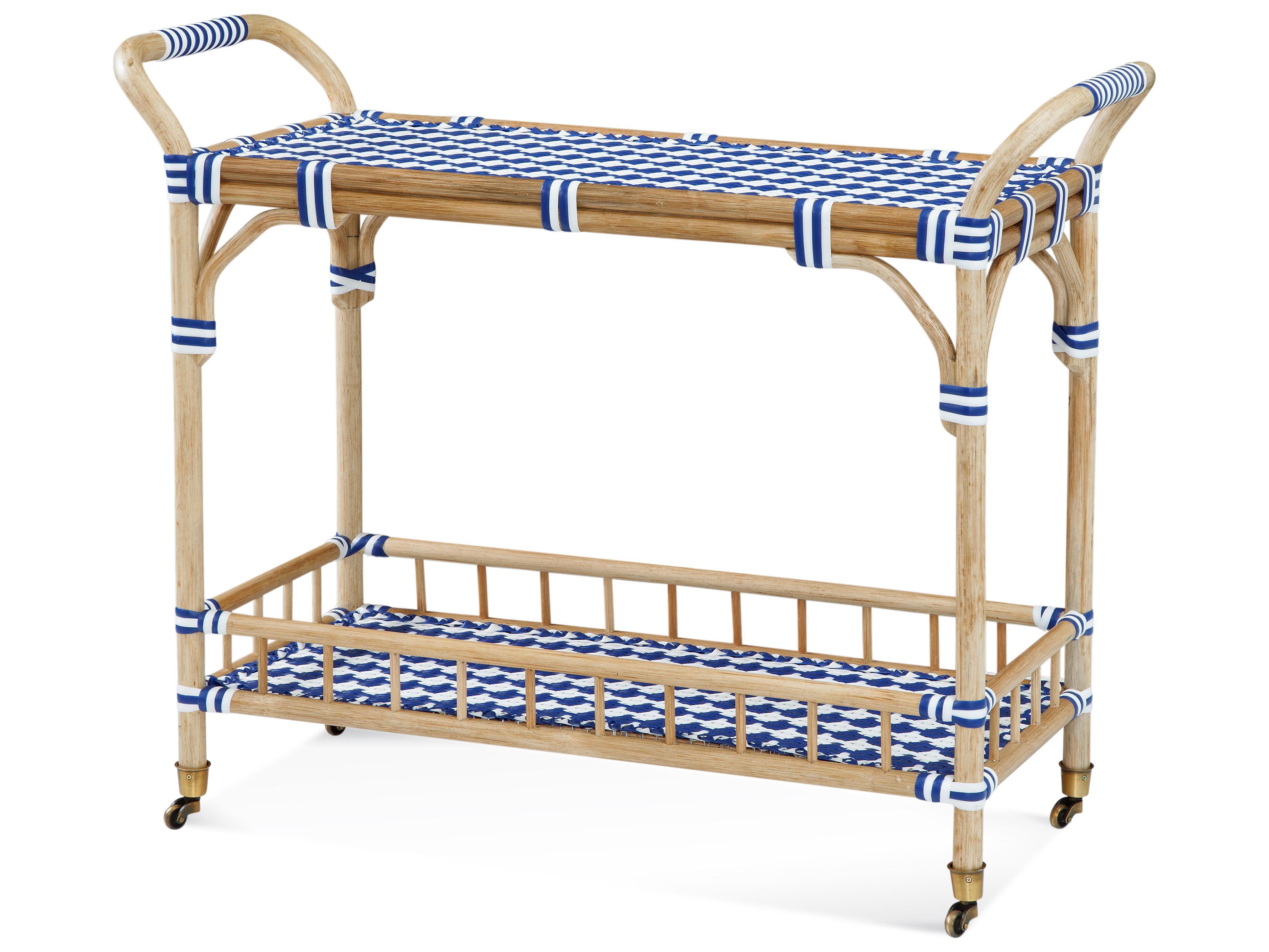 Bassett Mirror Wood Natural Blue & White Bar Car