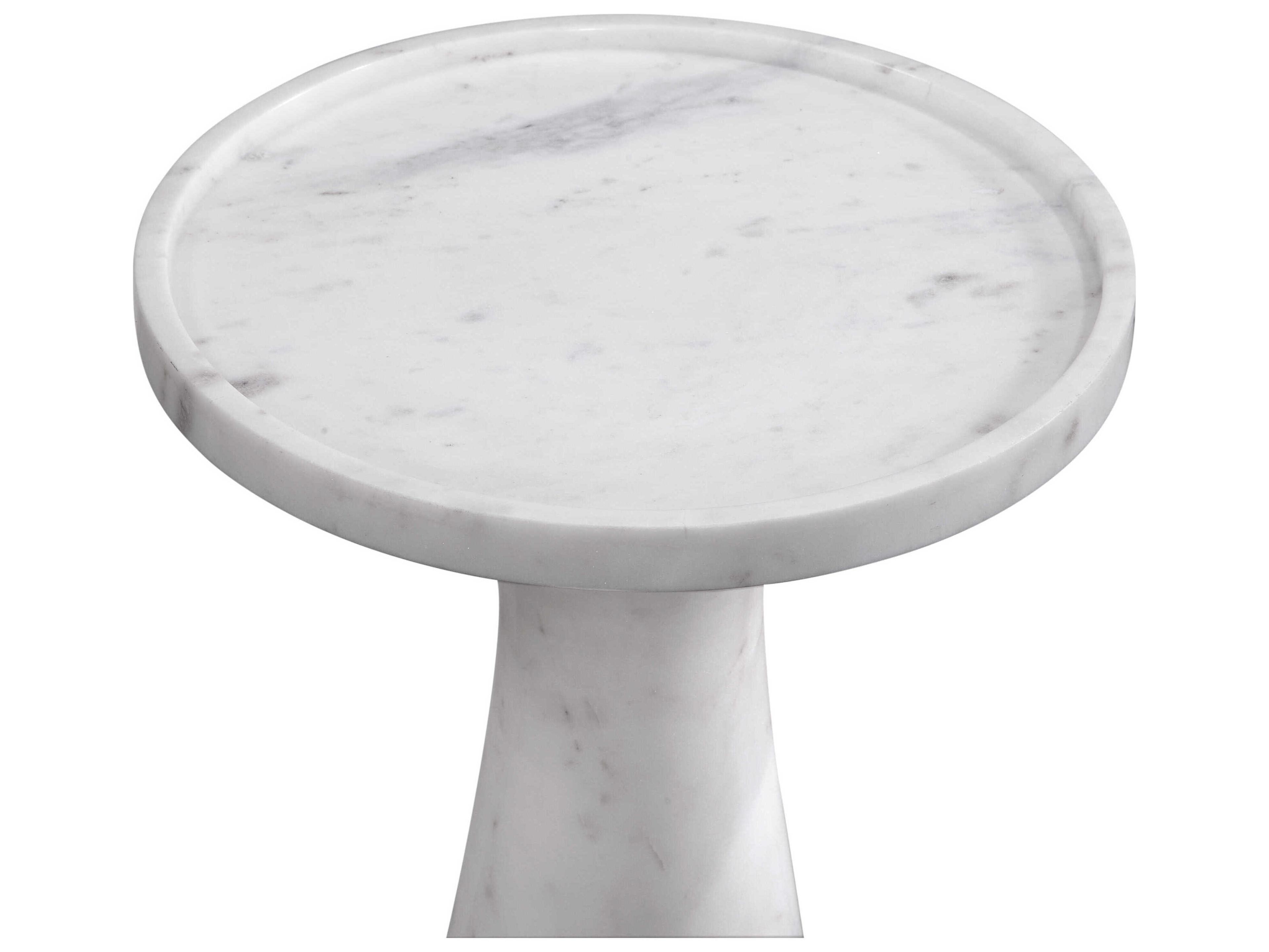 Bassett Mirror Baird Round Marble White End Table