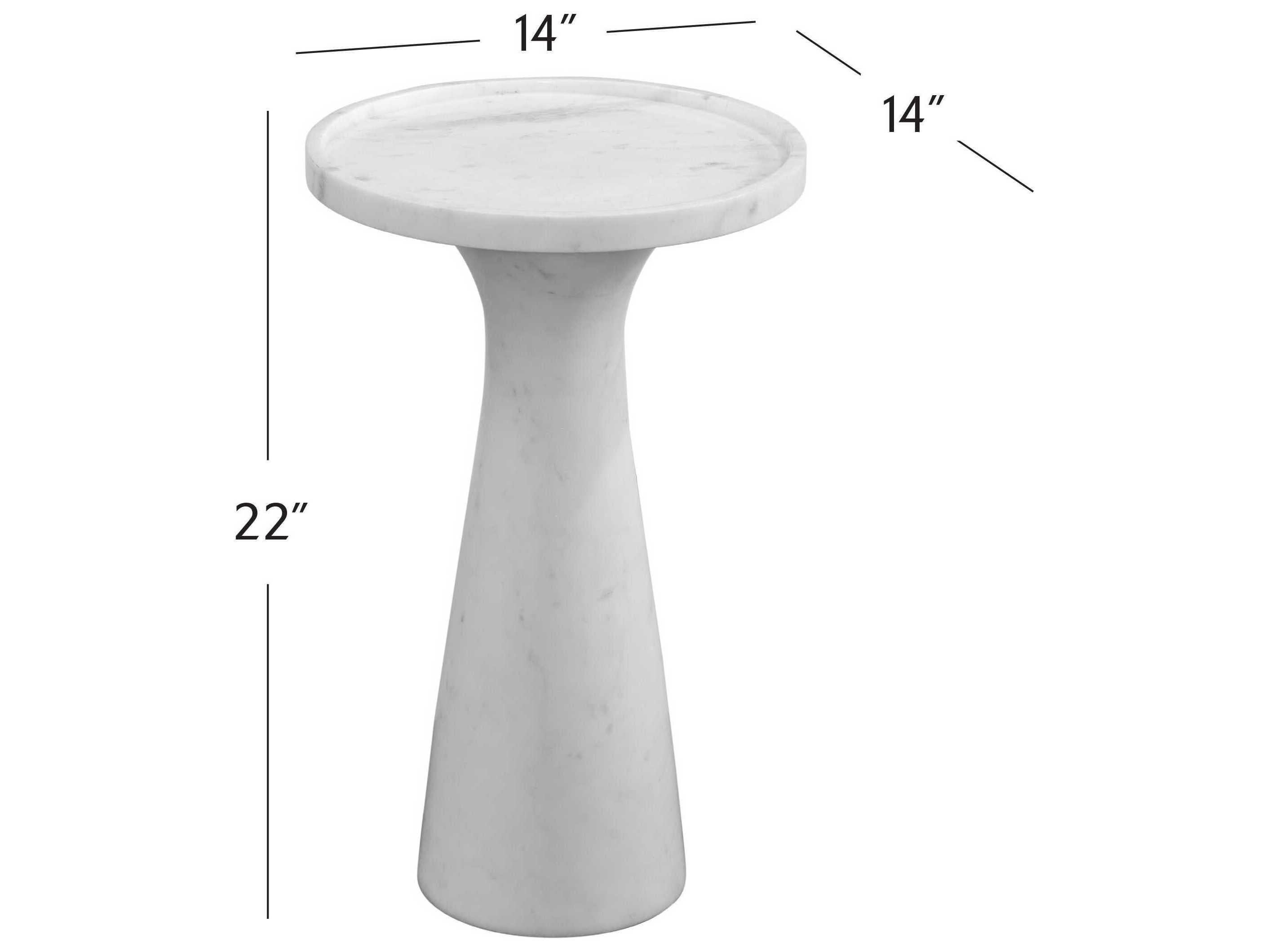 Bassett Mirror Baird Round Marble White End Table