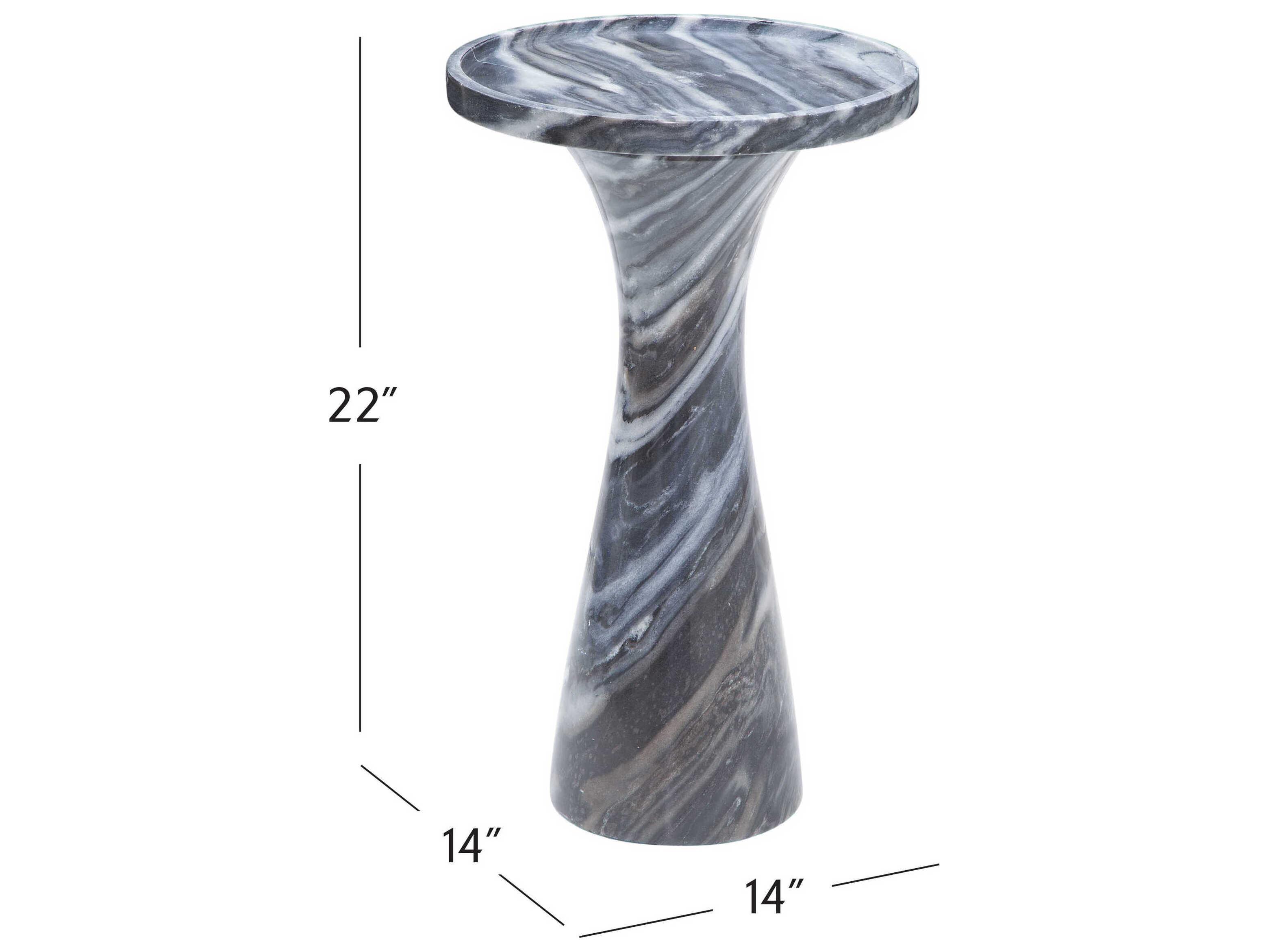 Bassett Mirror Baird Round Marble Gray End Table