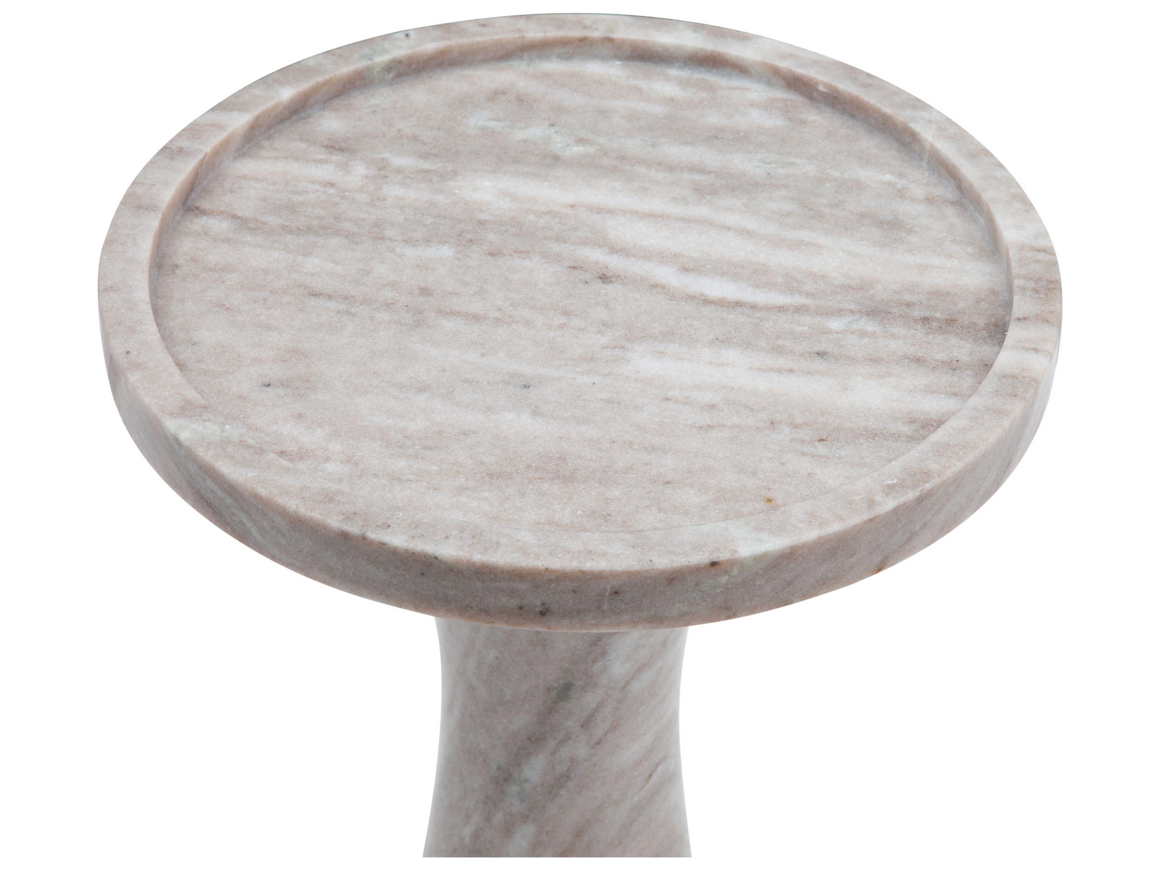 Bassett Mirror Baird Round Marble Brown End Table