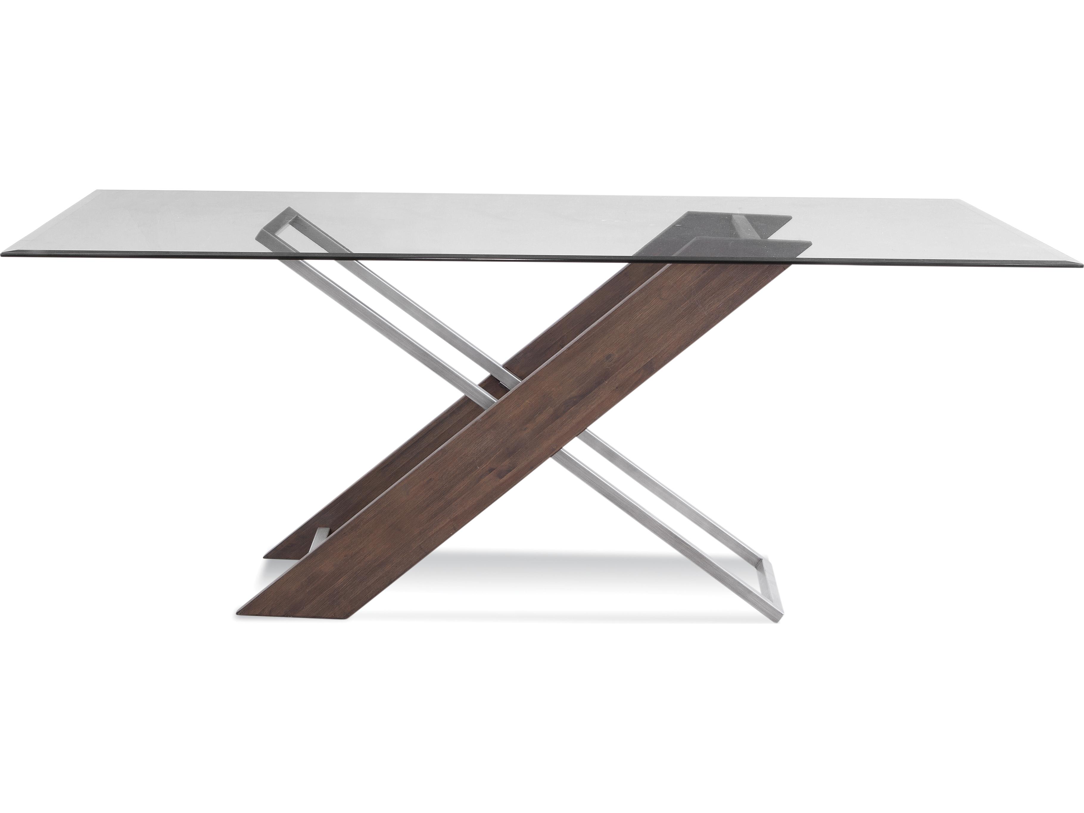 Bassett Mirror Harmon Rectangular Glass Gunmetal Poplar Dining Table