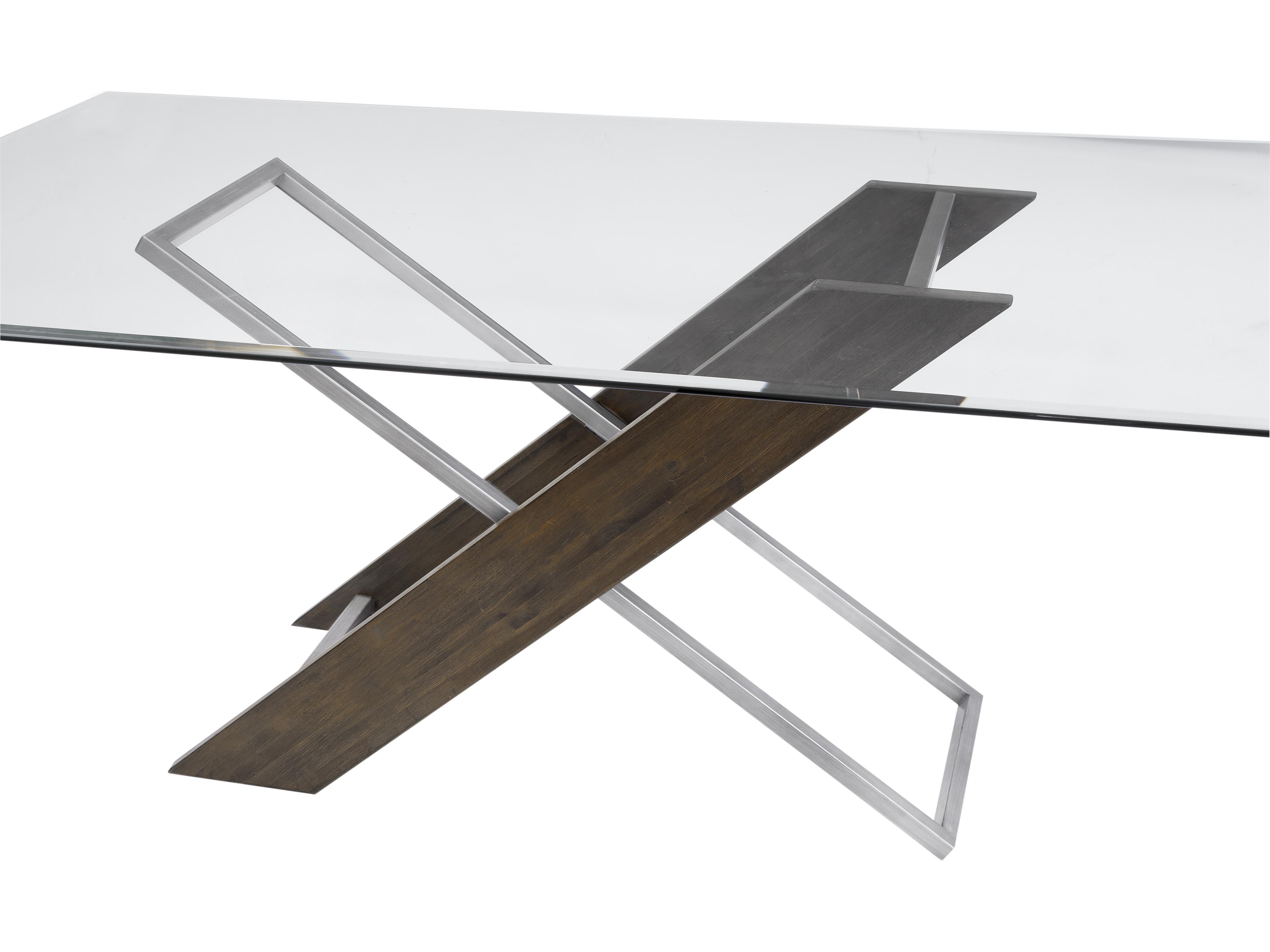 Bassett Mirror Harmon Rectangular Glass Gunmetal Poplar Dining Table