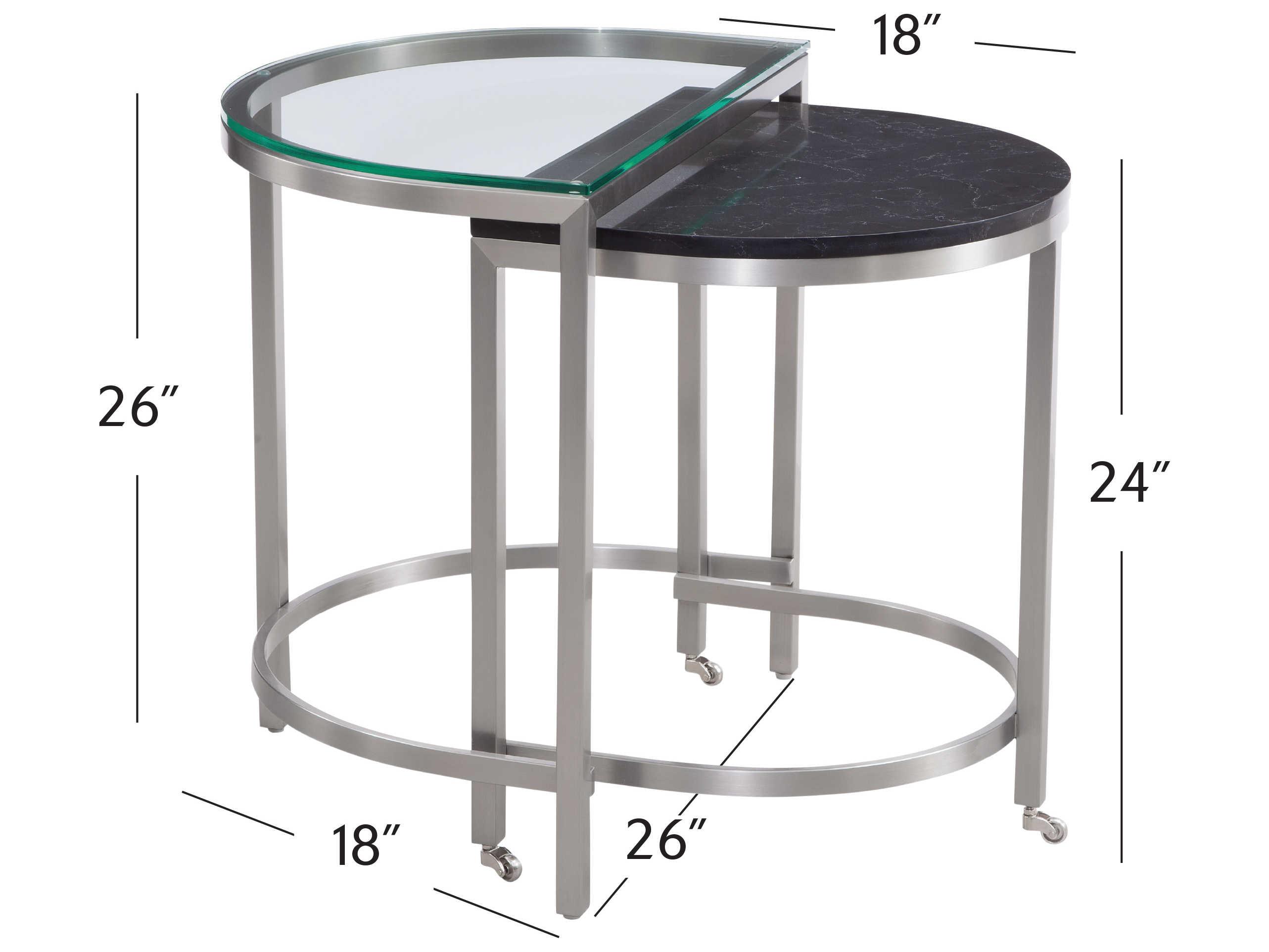 Bassett Mirror Hensley Bunching Oval Glass Chrome And Marble End Table