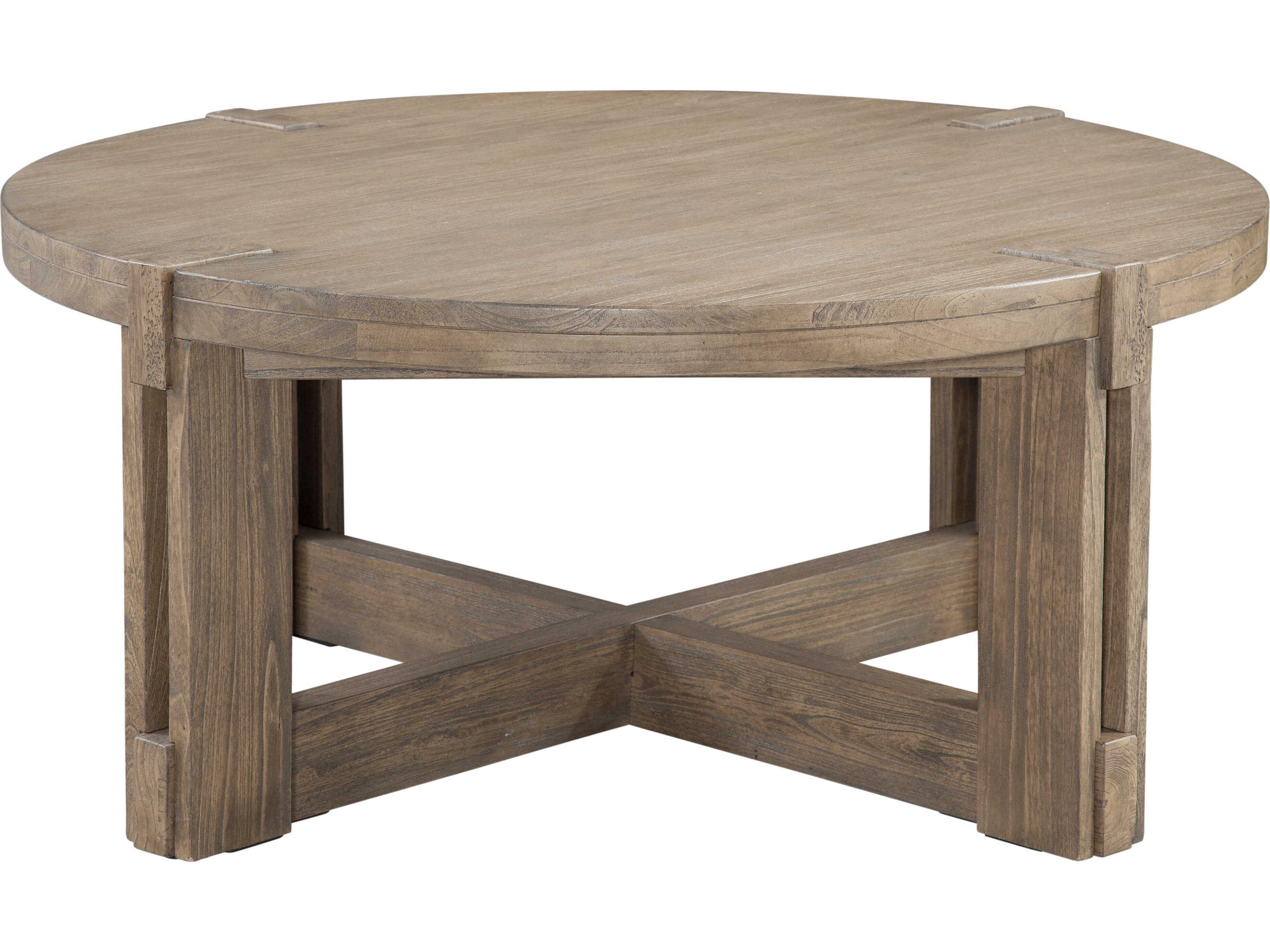 Bassett Mirror Mcguire Round Wood Gray Coffee Table