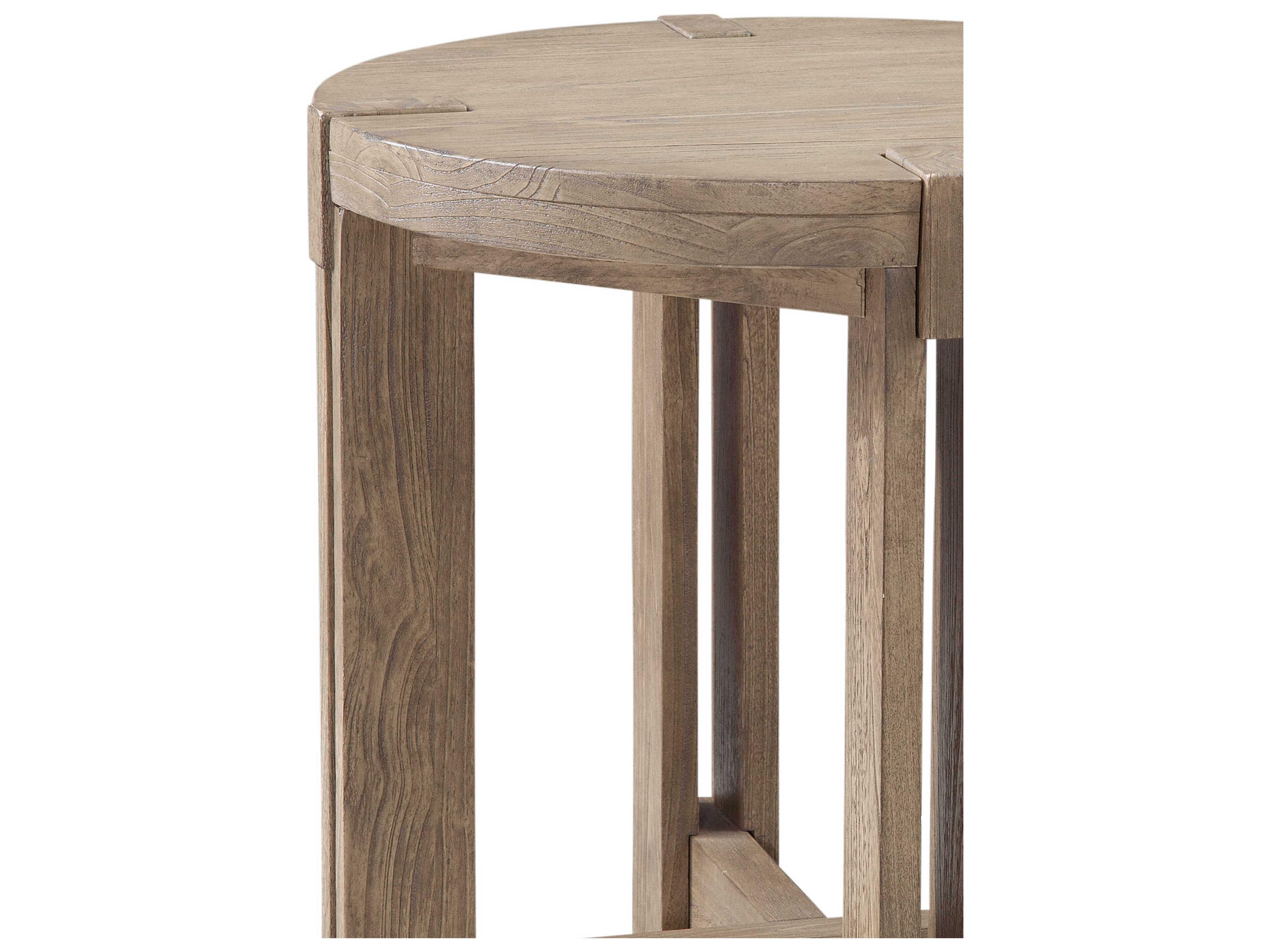 Bassett Mirror Mcguire Round Wood Gray End Table