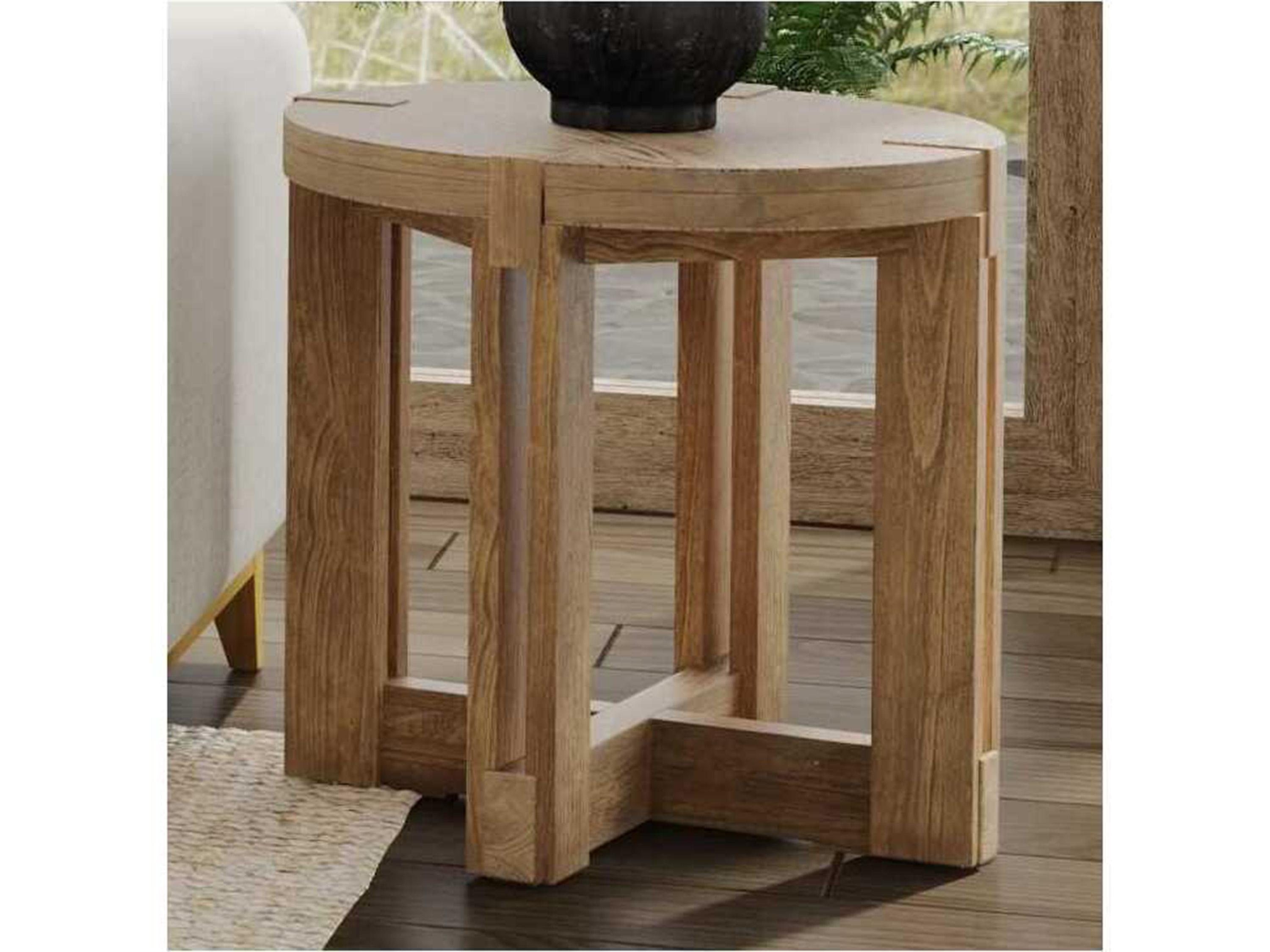 Bassett Mirror Mcguire Round Wood Gray End Table