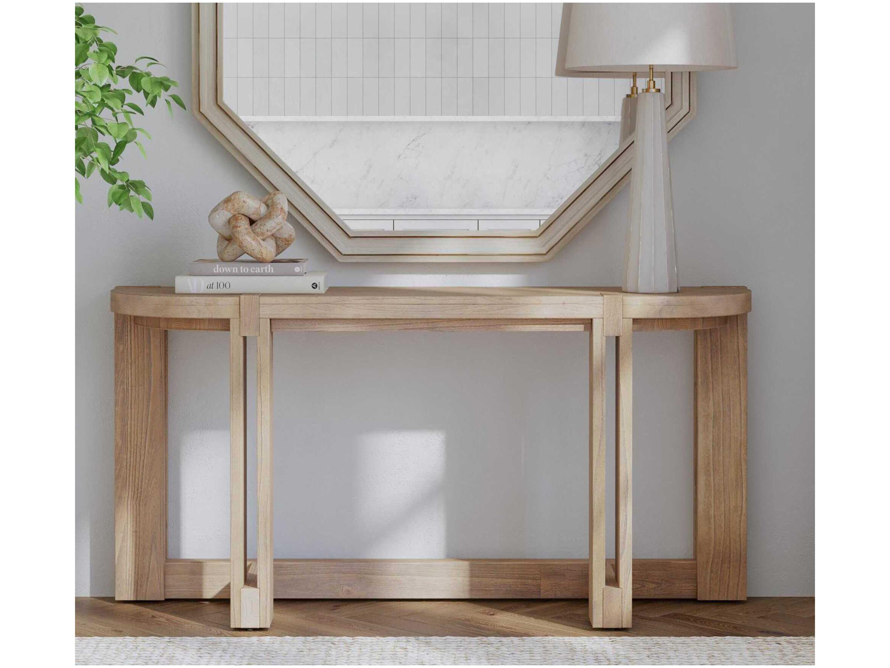 Bassett Mirror Mcguire Demilune Wood Gray Console Table