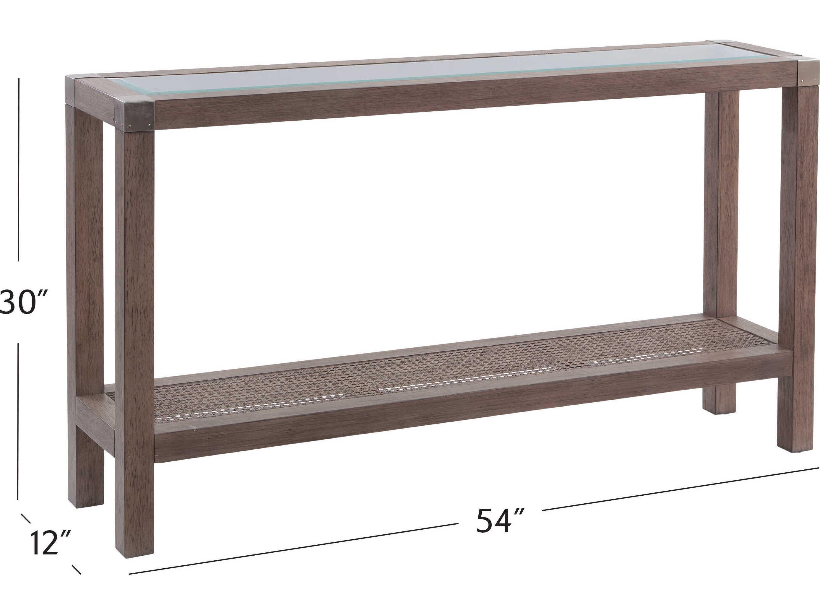 Bassett Mirror Calum Rectangular Glass Gray Console Table