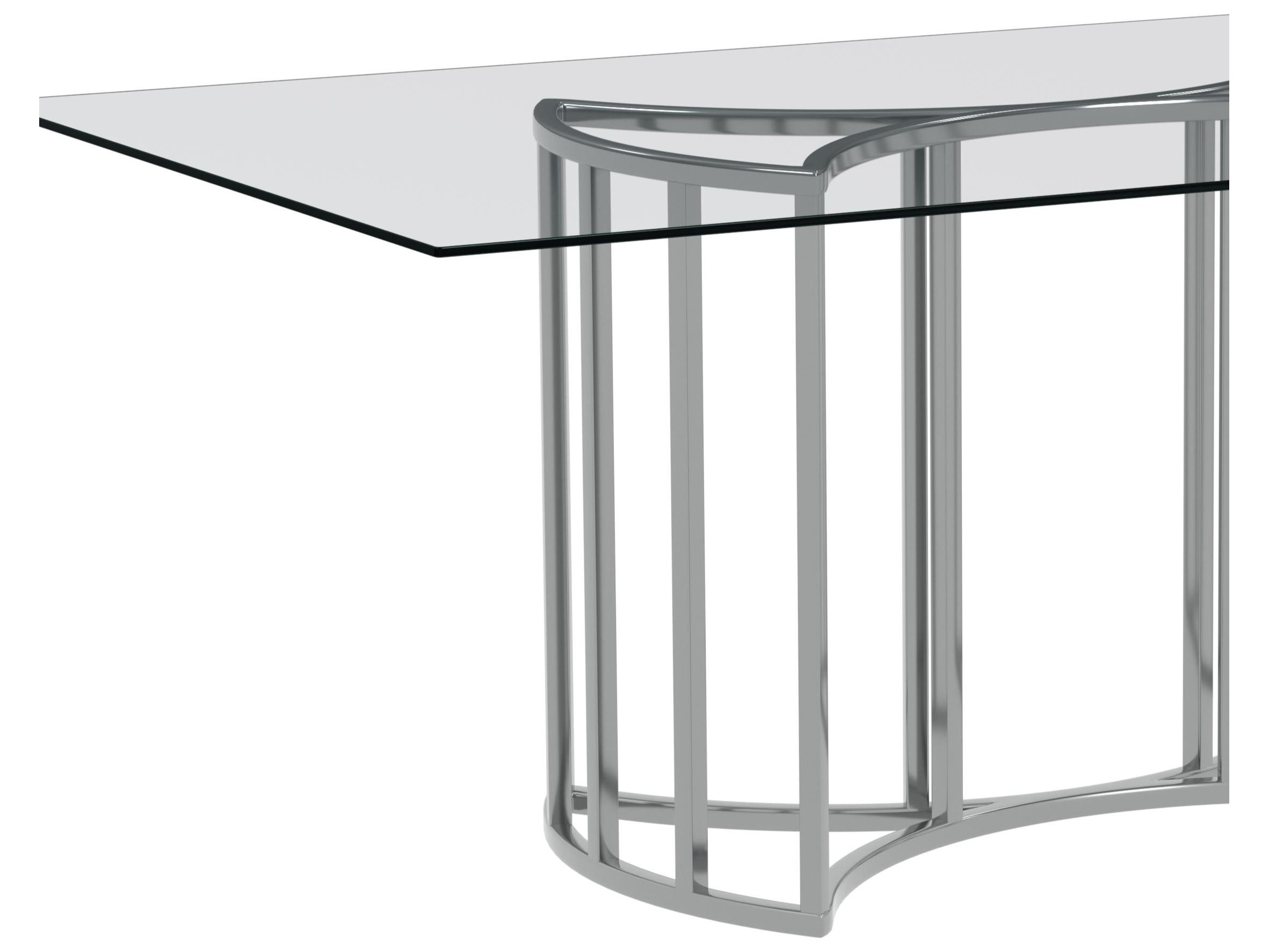 Bassett Mirror Sophia Rectangular Chrome Plated Glass Dining Table