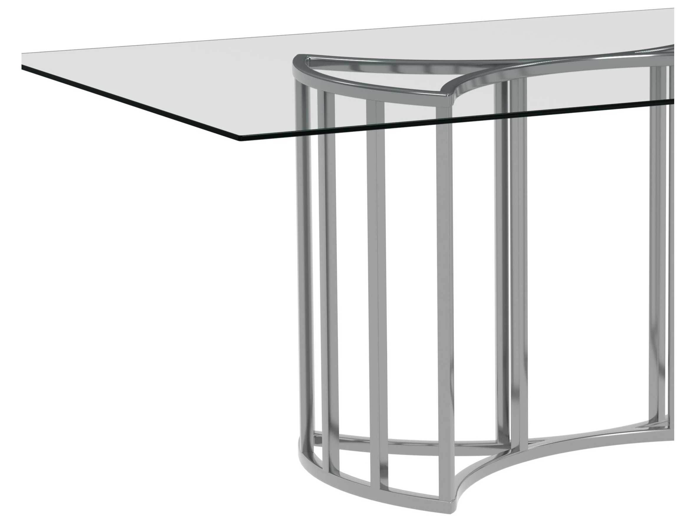 Bassett Mirror Sophia Rectangular Chrome Plated Glass Dining Table
