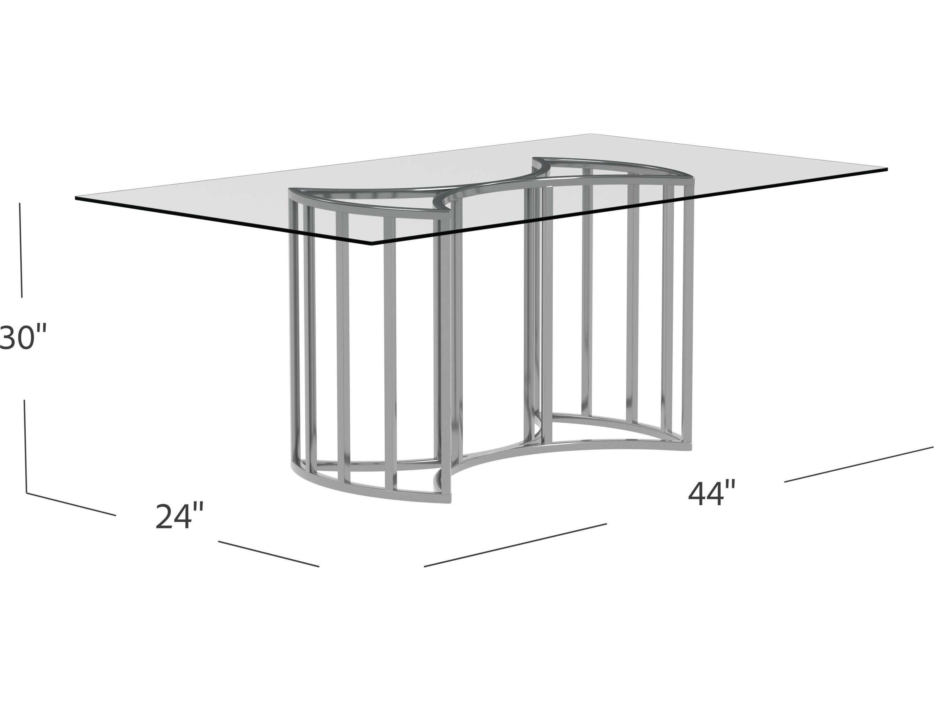 Bassett Mirror Sophia Rectangular Chrome Plated Glass Dining Table