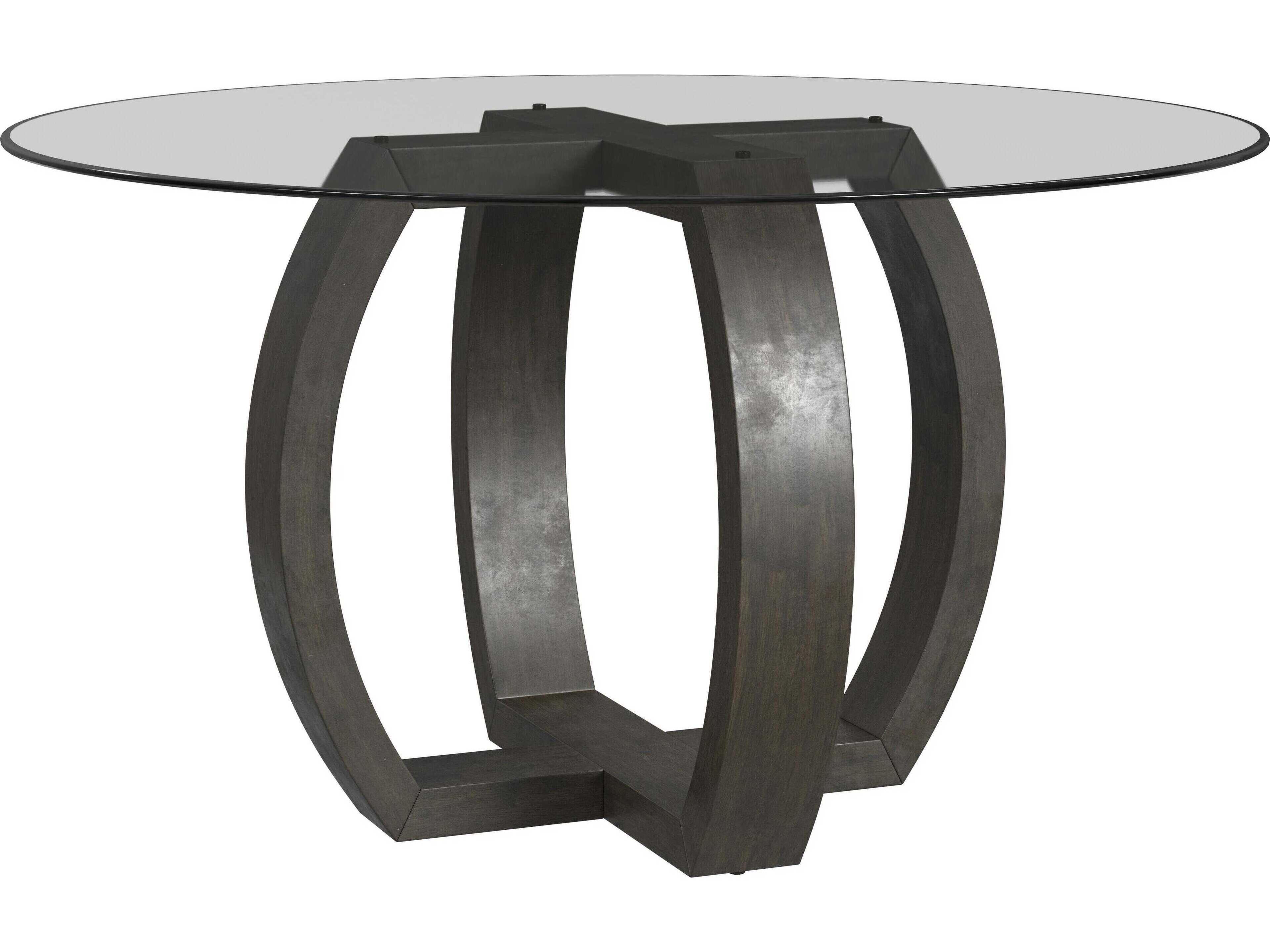 Bassett Mirror Kellan Round Glass Charcoal Gray Dining Table