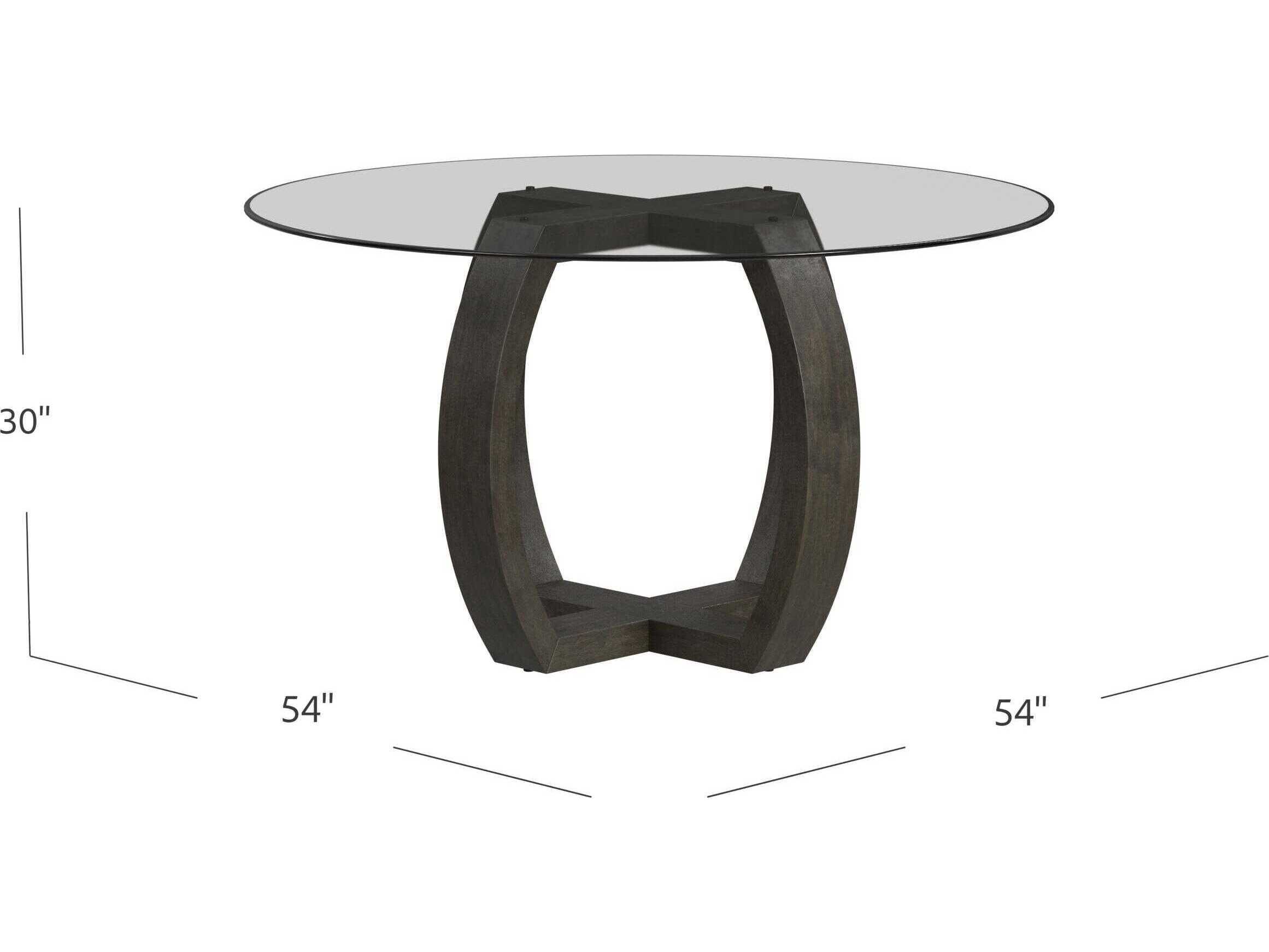 Bassett Mirror Kellan Round Glass Charcoal Gray Dining Table