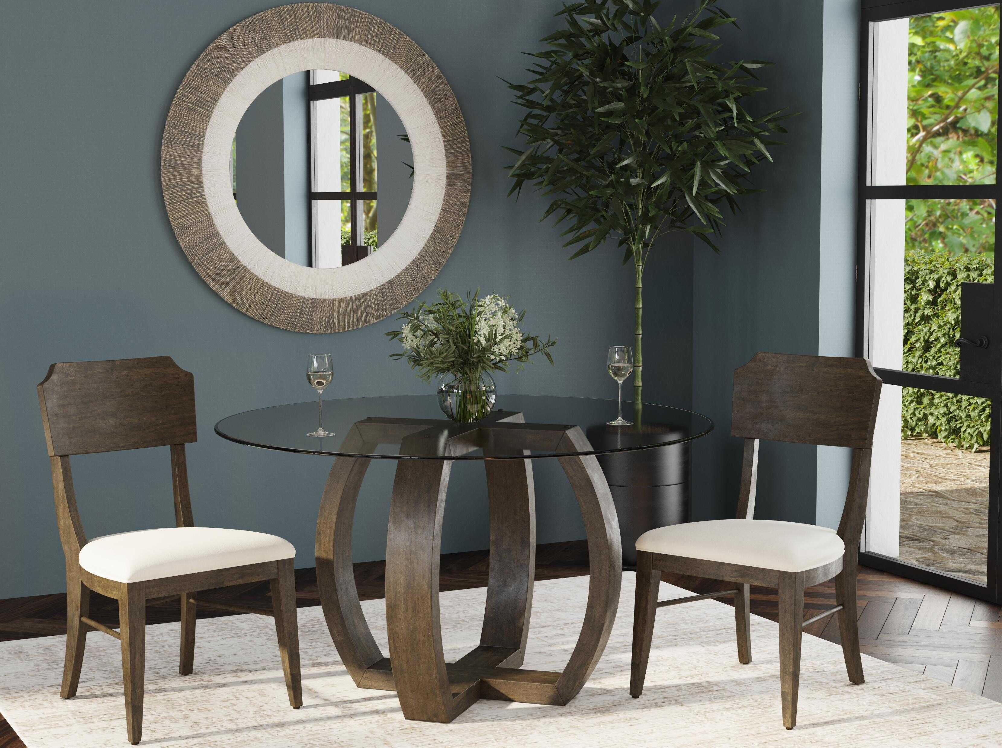 Bassett Mirror Kellan Round Glass Charcoal Gray Dining Table